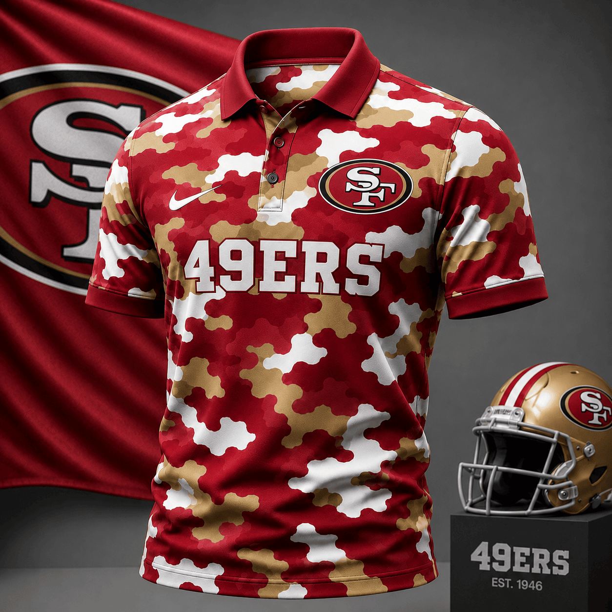 San Francisco 49ers | Premium NFL Camo Polo Shirt NY