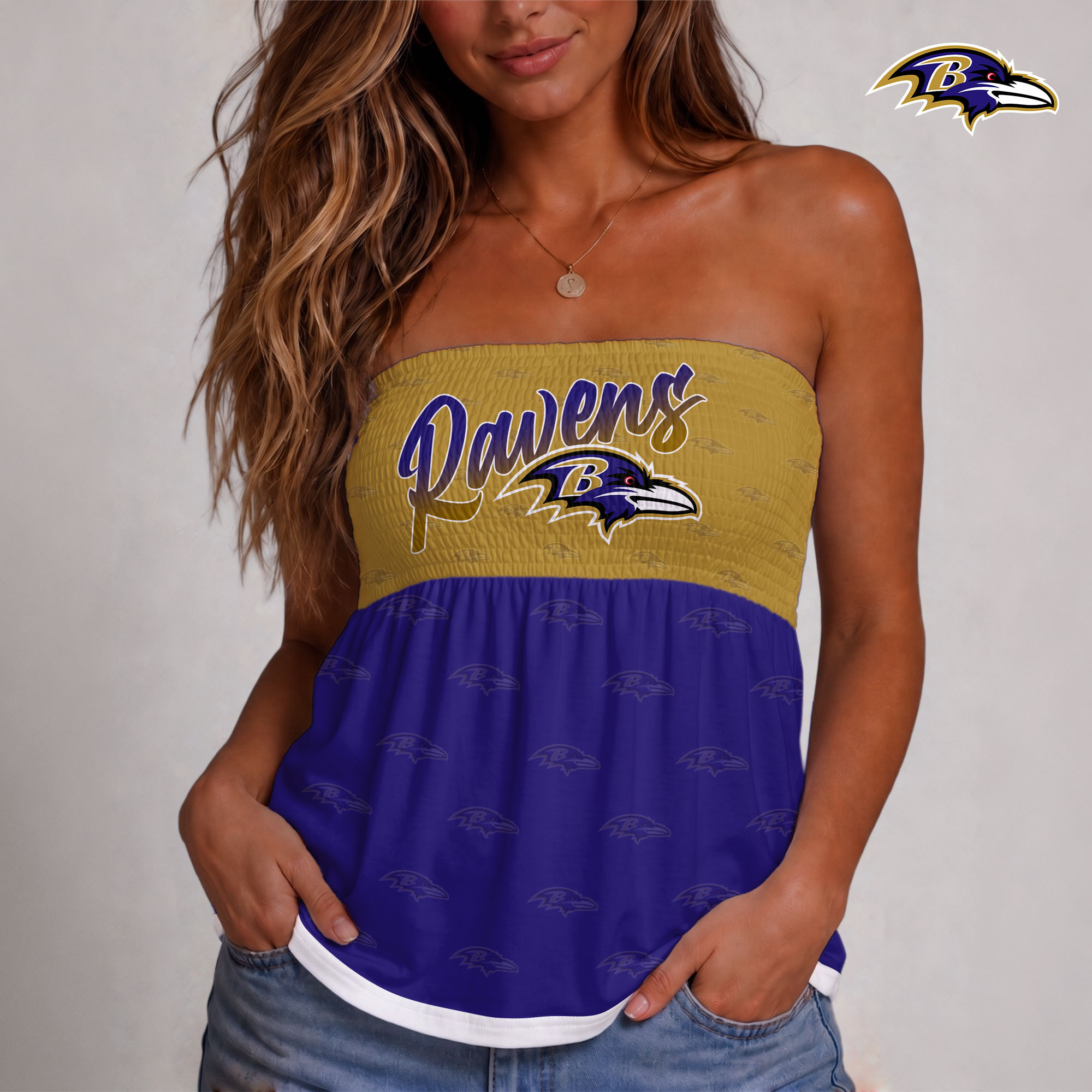 Baltimore Ravens | Premium NFL Vintage Strapless Top Long Sleeveless NY