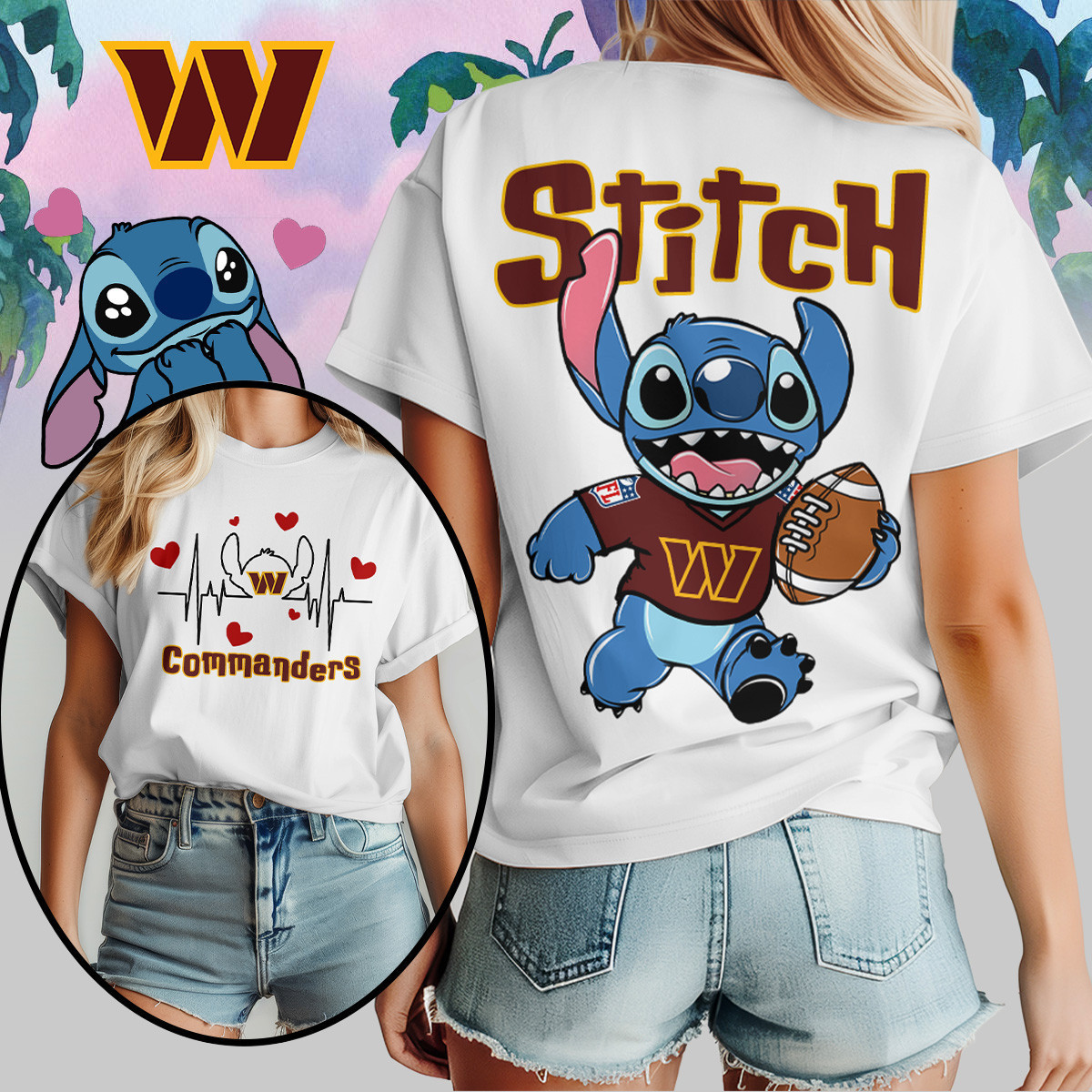 Washington Commanders | Premium NFL Stitch Women Shirt TD