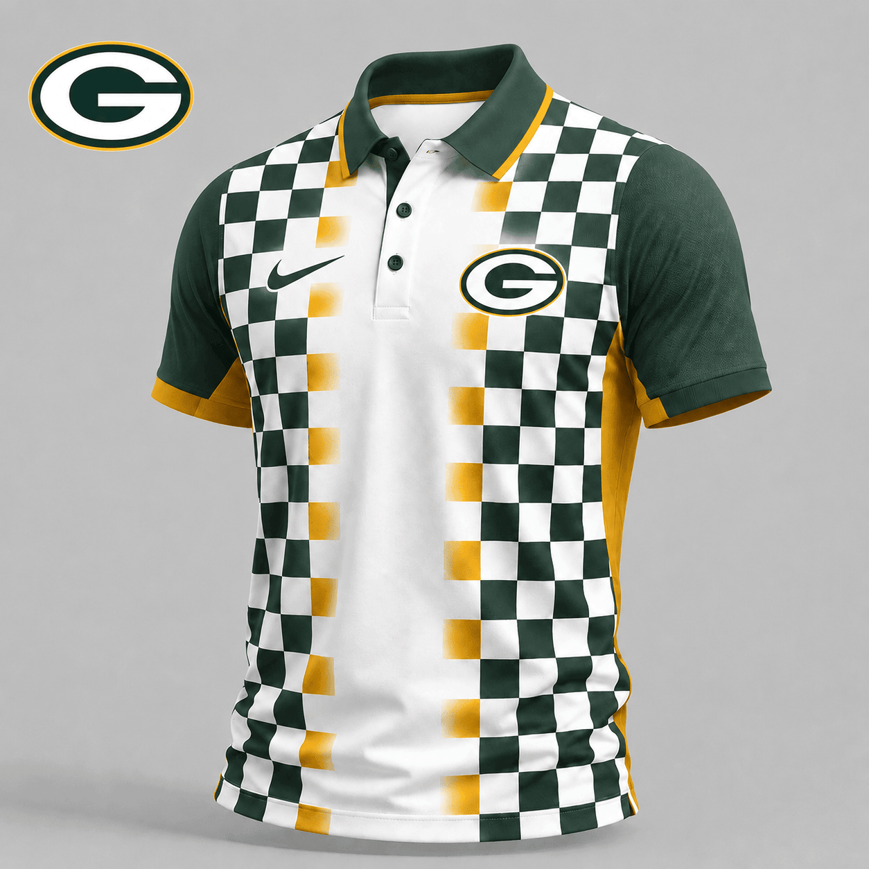 Green Bay Packers | Premium NFL Checkered Fade Polo Shirt NY