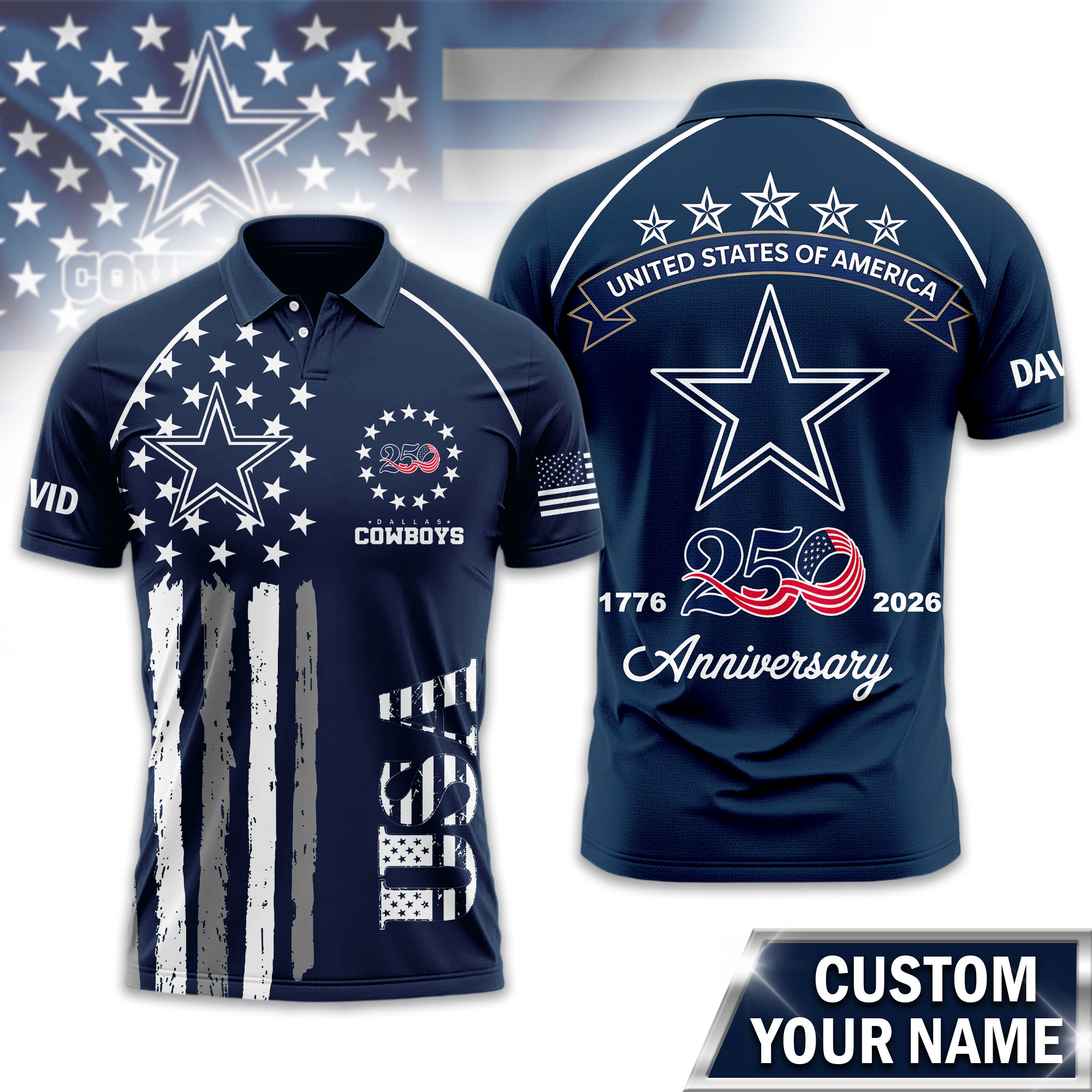 Dallas Cowboys | Premium NFL American Semiquincentennial Polo Shirt TD