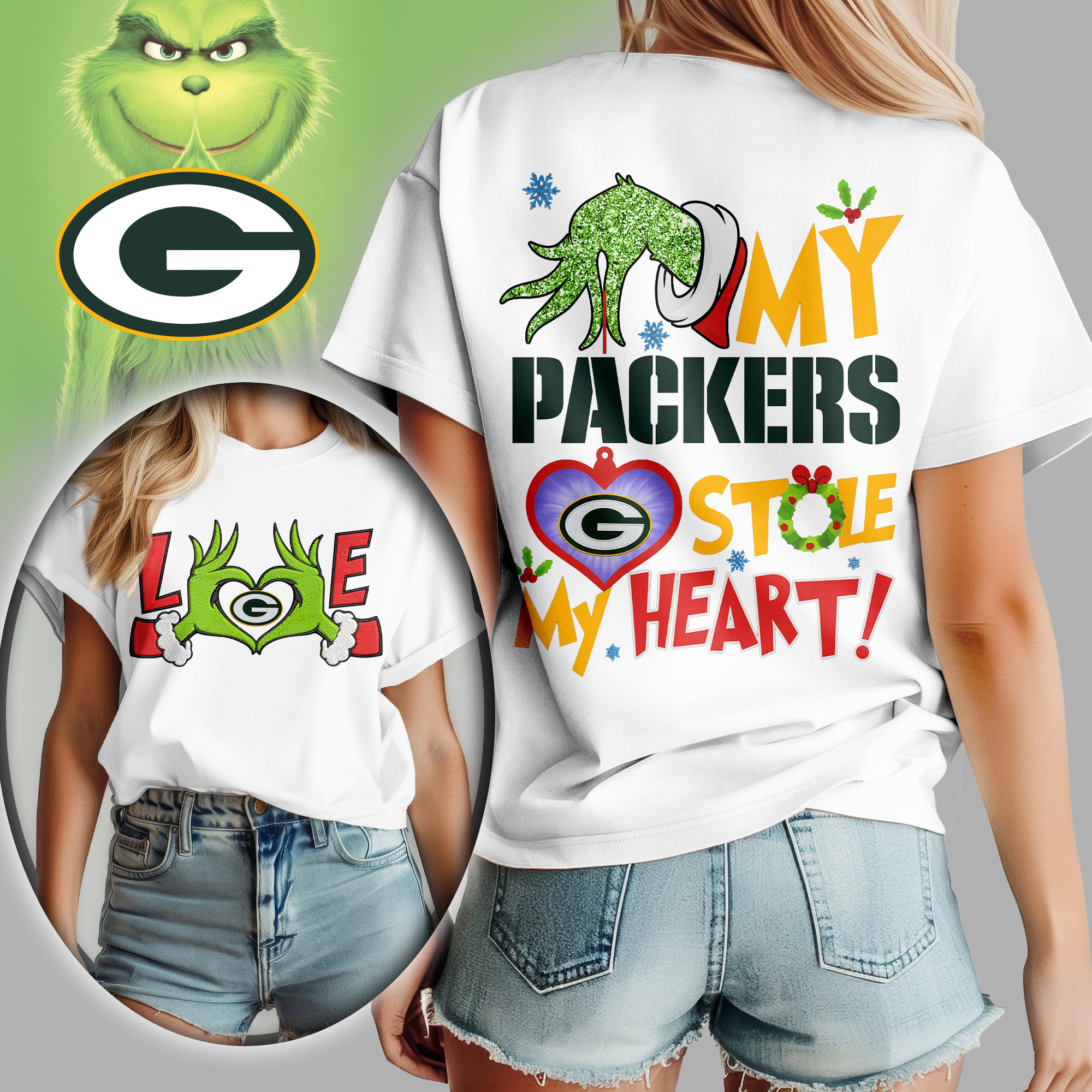 Green Bay Packers | Premium NFL Grinch Women's Shirt TD