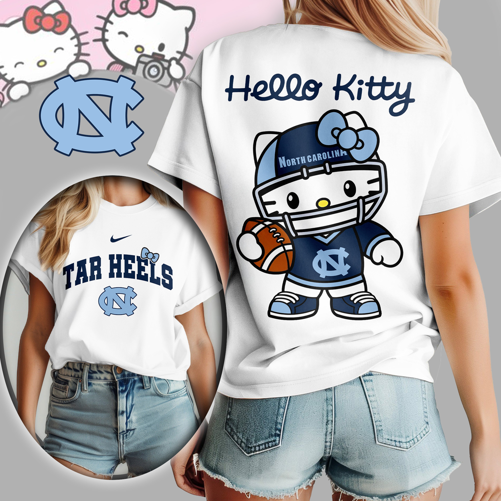 North Carolina Tar Heels | Premium NCAA Hello Kitty Women's Shirt TD