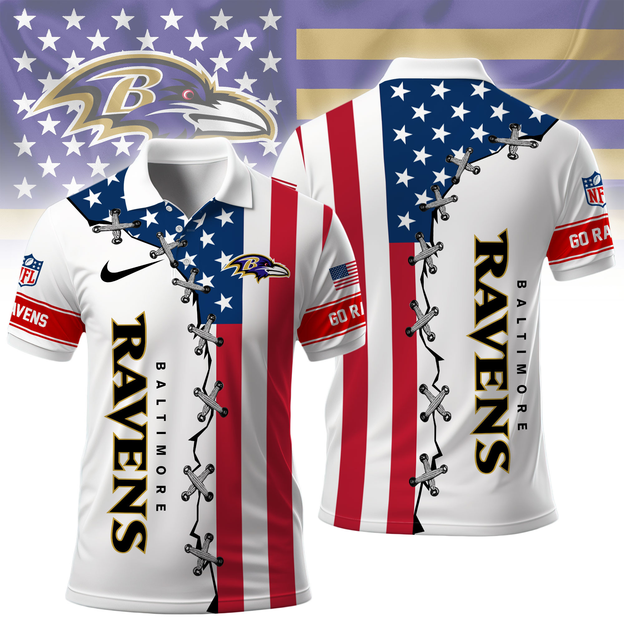 Baltimore Ravens | Premium NFL Freedom American Polo NY