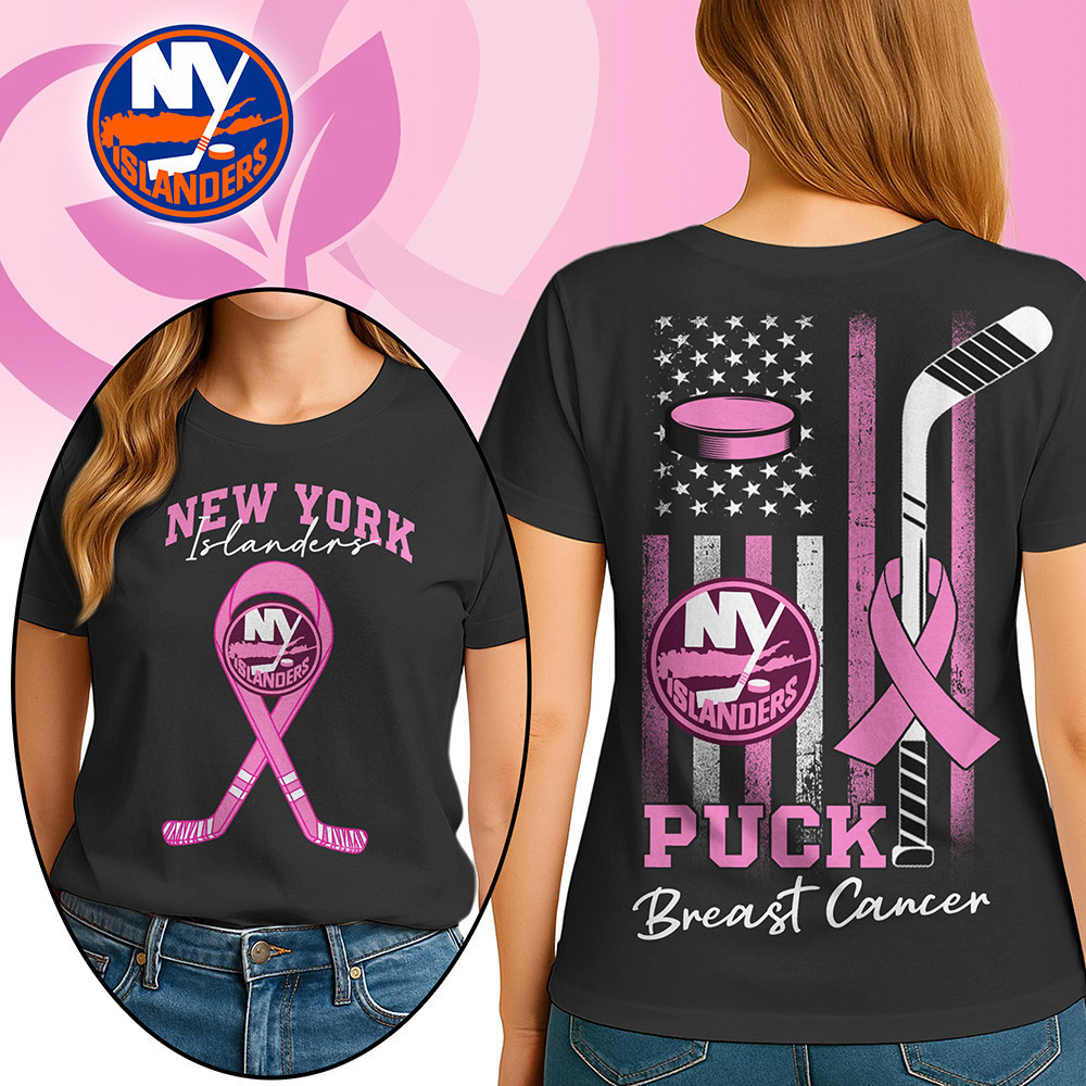 New York Islanders | Premium NHL Puck Breast Cancer 3D Shirt HI