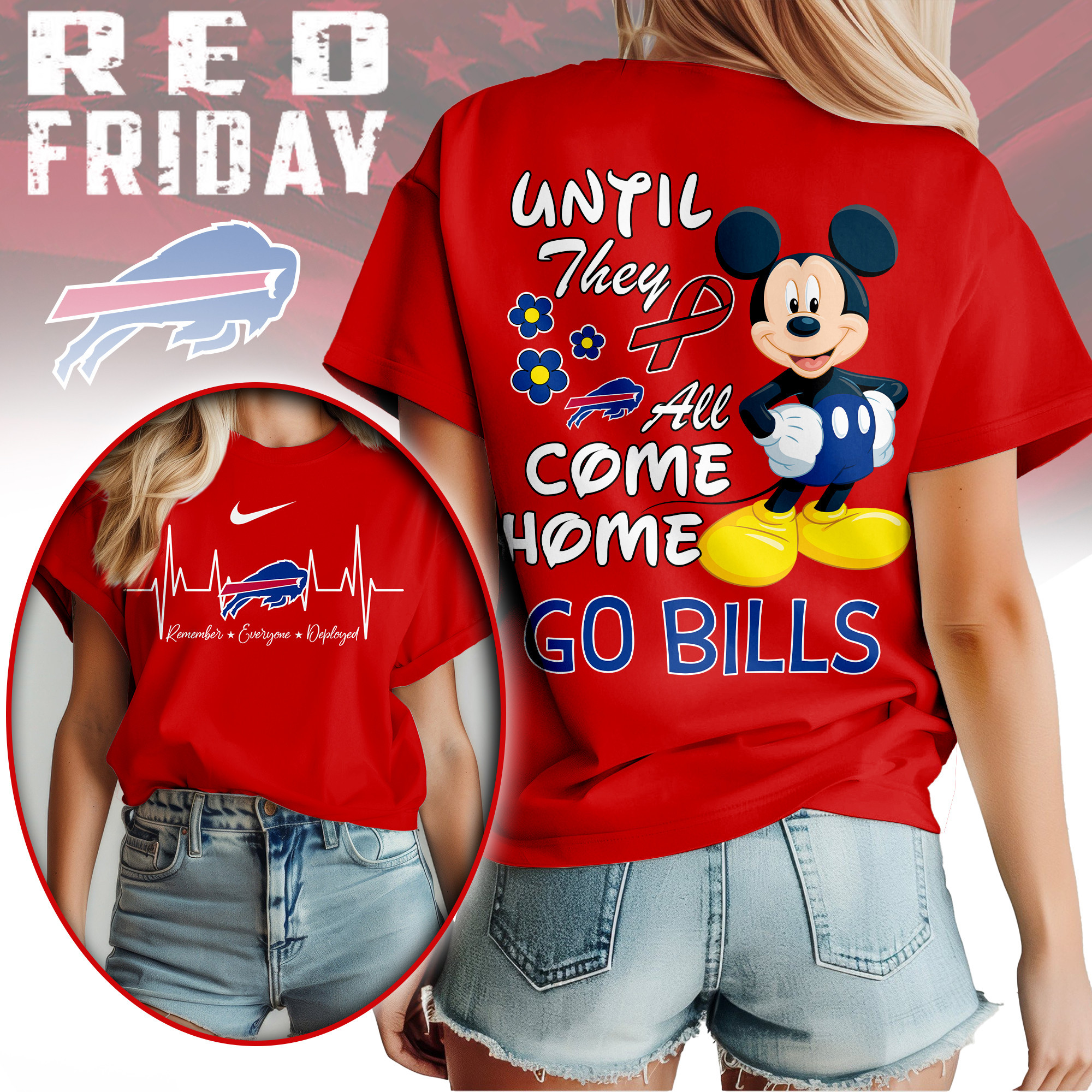 Buffalo Bills | Premium NFL Mickey Red Friday 3D Shirt NY