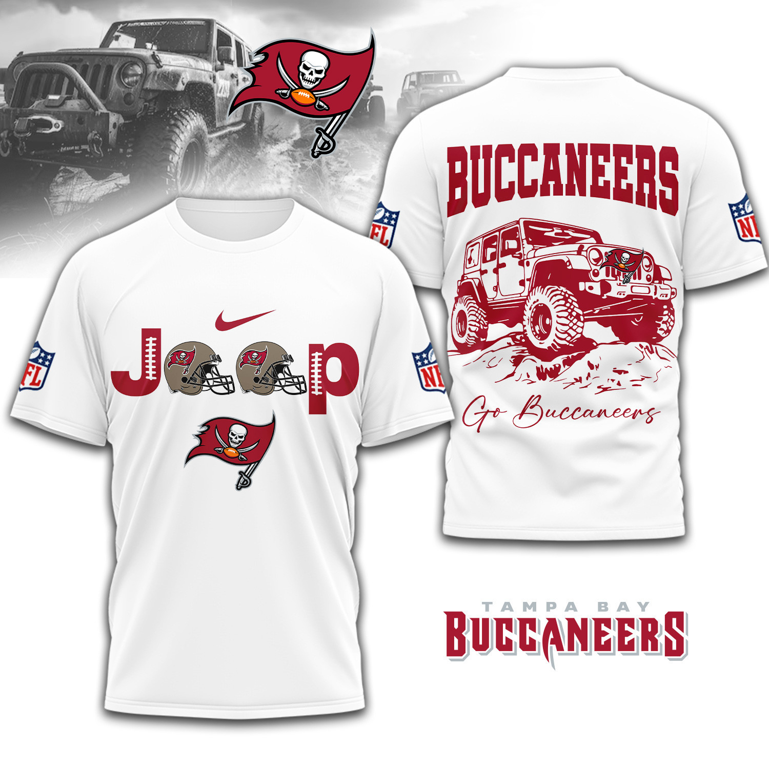 Tampa Bay Buccaneers | Premium NFL Jeep 3D Shirt TD