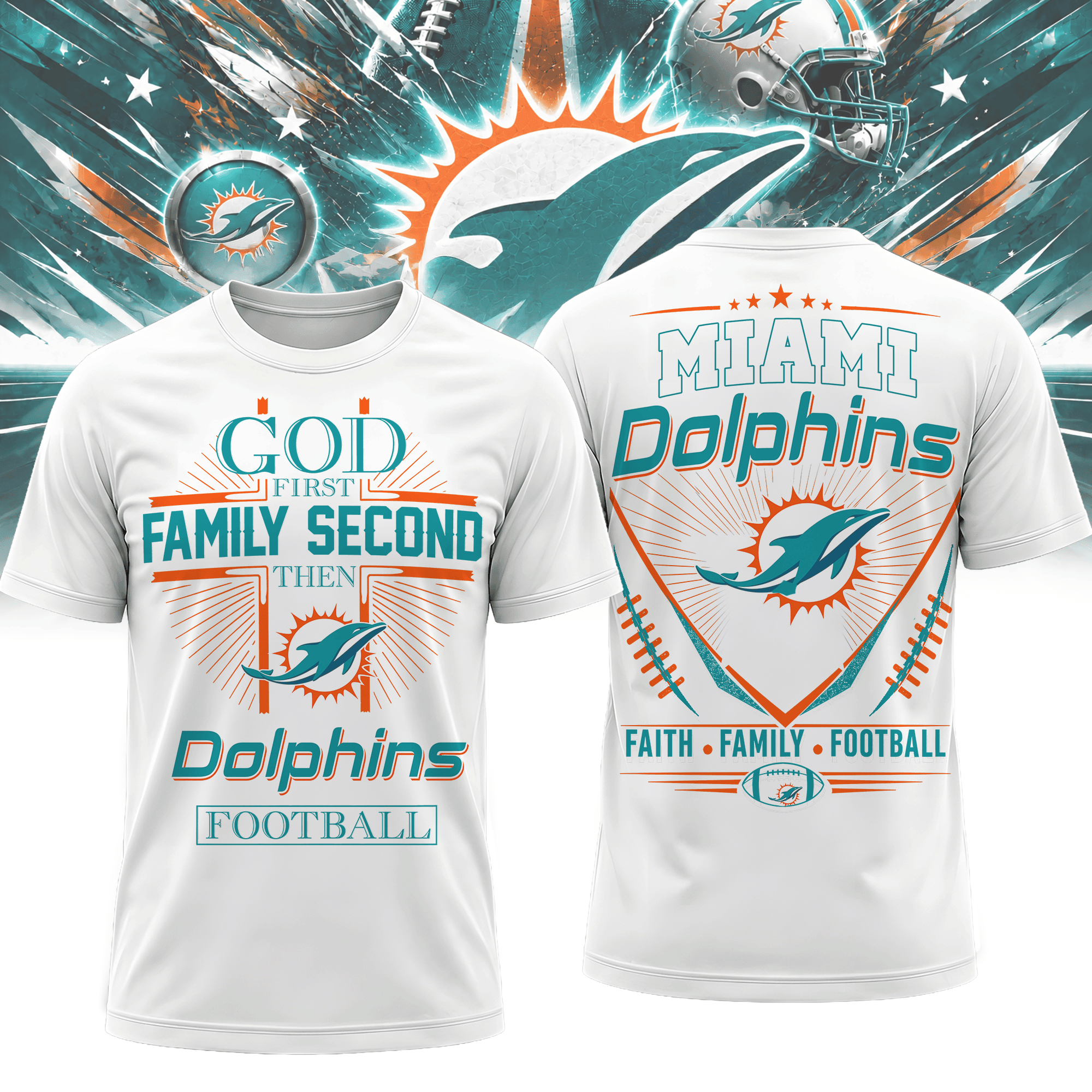 Miami Dolphins | Premium NFL Faith, Family, Football 3D Shirt NTH1