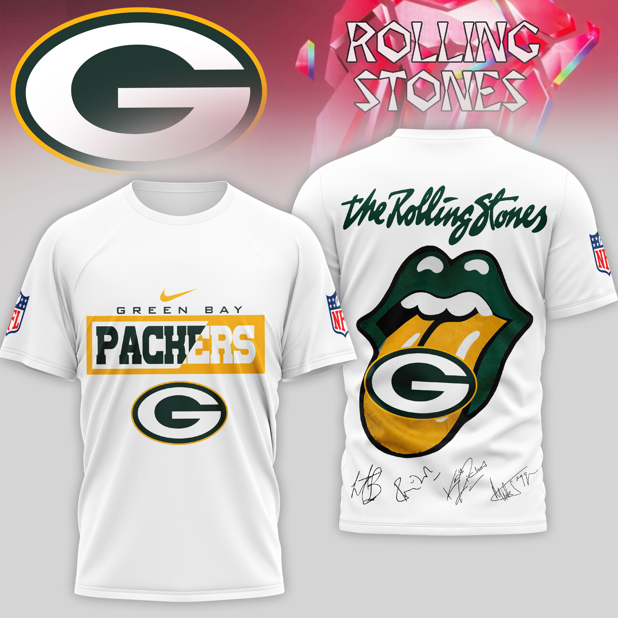 Green Bay Packers | Premium NFL The Rolling Stones 3D Shirt TD