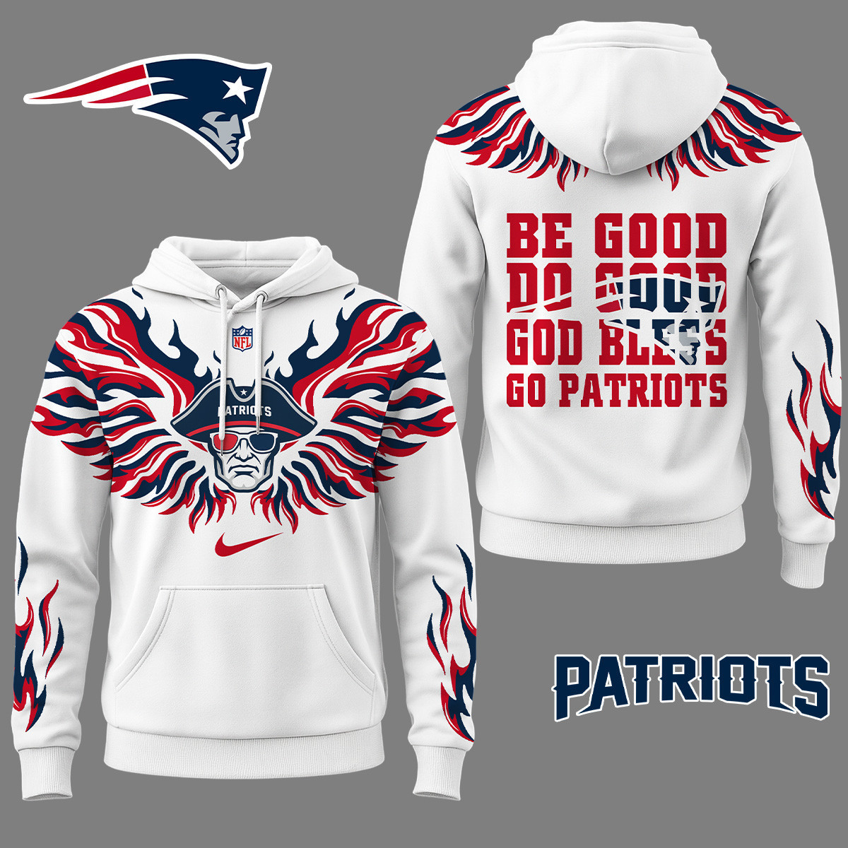 New England Patriots | Premium NFL Fire Wings 3D Hoodie NY