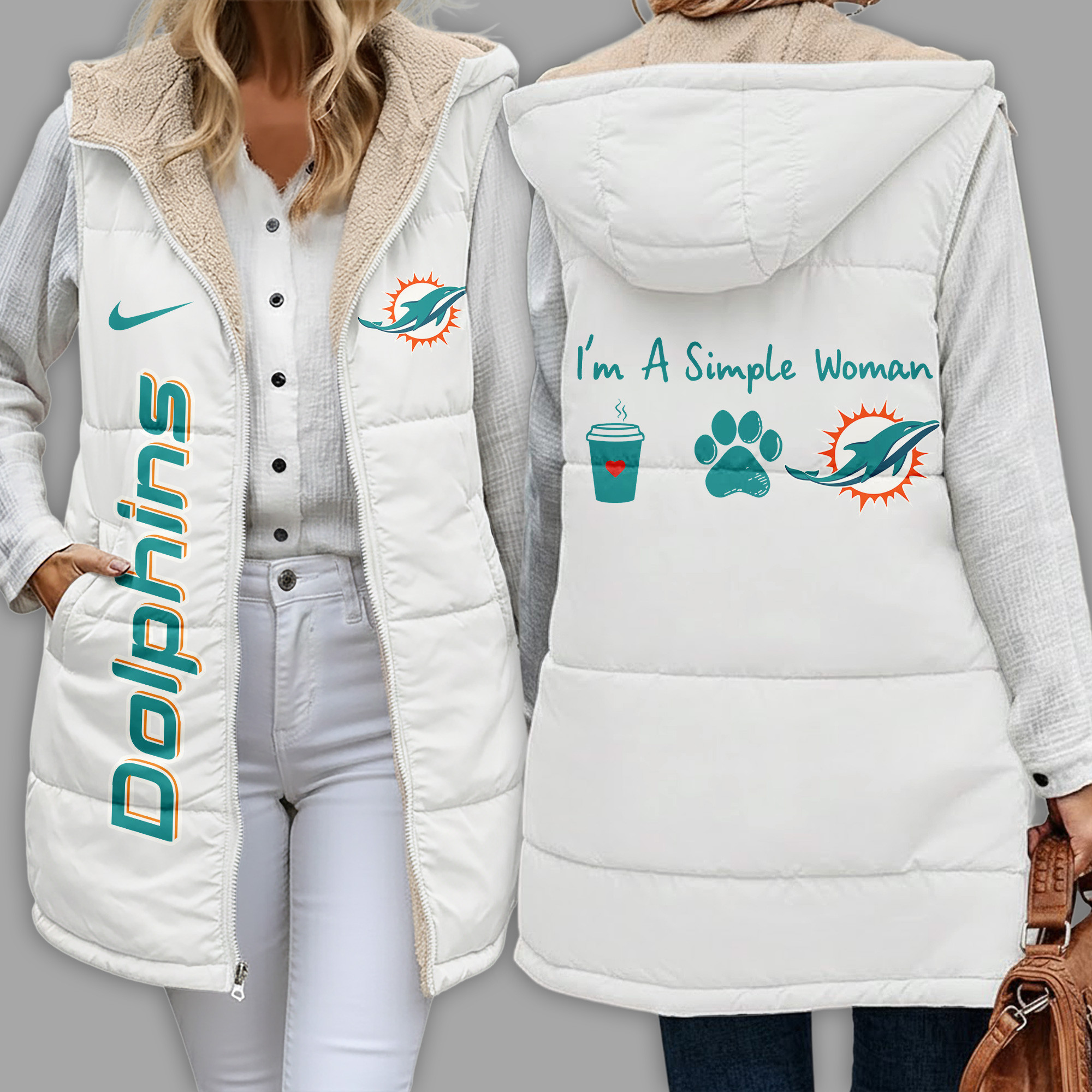 Miami Dolphins | Premium NFL Simple Girl Quilted Vest TD