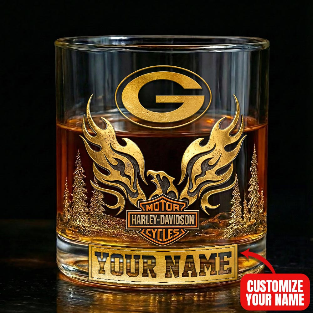 Green Bay Packers | Premium NFL Harley-Davidson Personalized Whiskey Glass MM