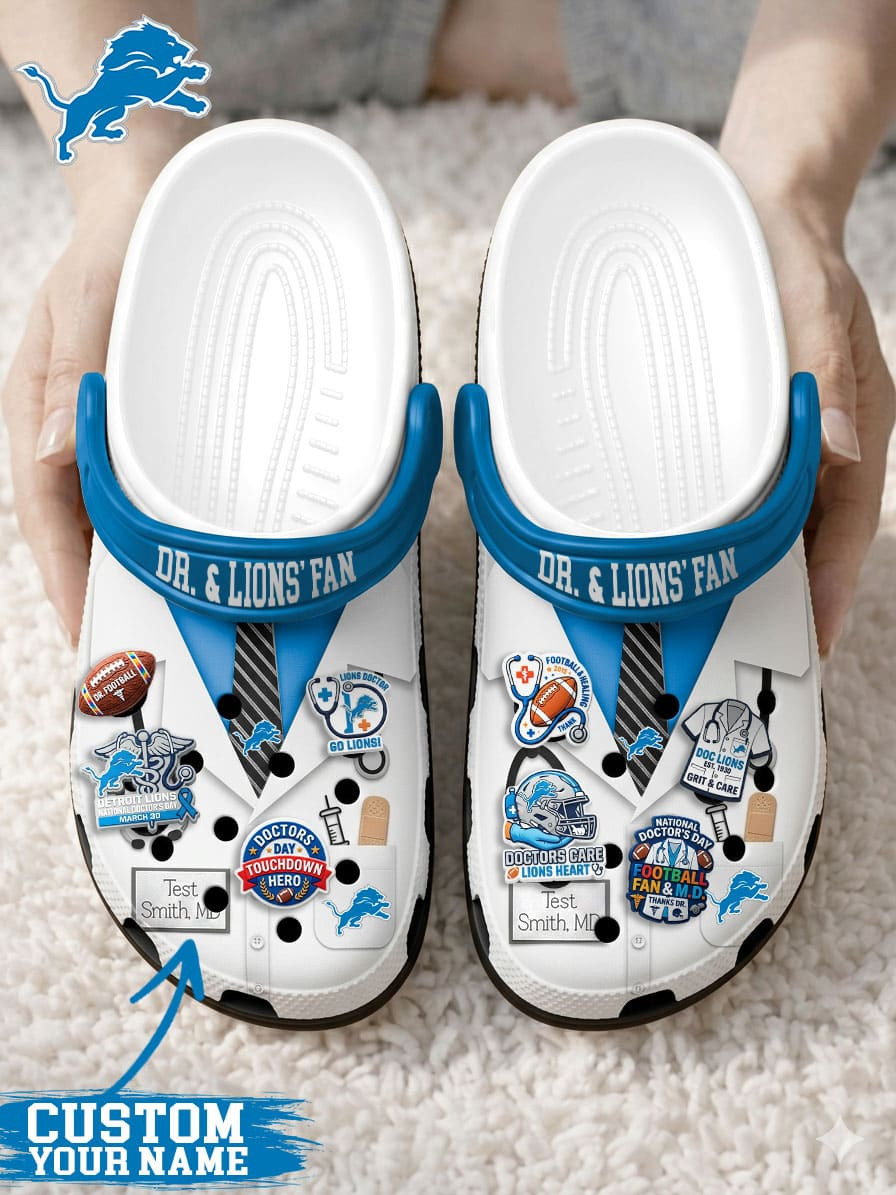 Detroit Lions | PREMIUM NFL NATIONAL DOCTOR'S DAY CLOGS WITH 8 CHARMS HY