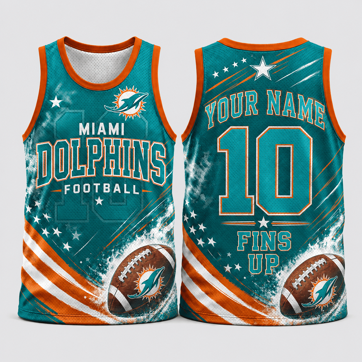 Miami Dolphins | Premium NFL Custom Name & Number Football Tank Top for Loyal Fans and Game Day Pride TD