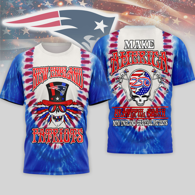 New England Patriots | Premium NFL Grateful Dead 250 Years Of America 3D Shirt HY