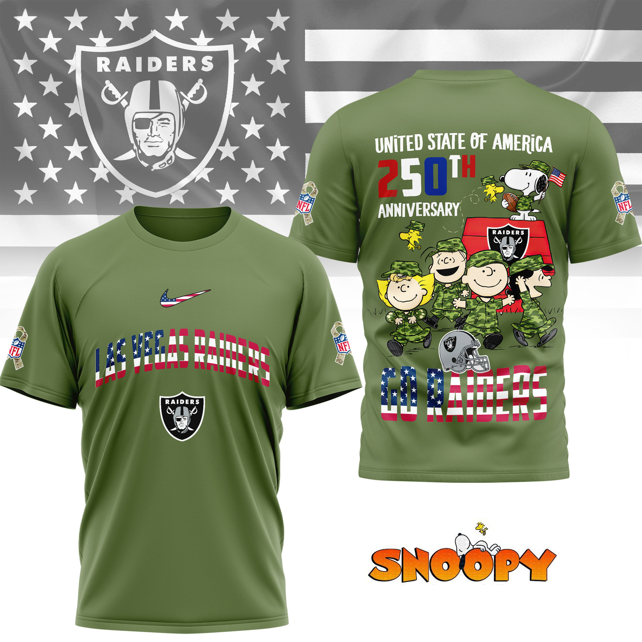 Las Vegas Raiders | Premium NFL Freedom 250 3D Shirt NY