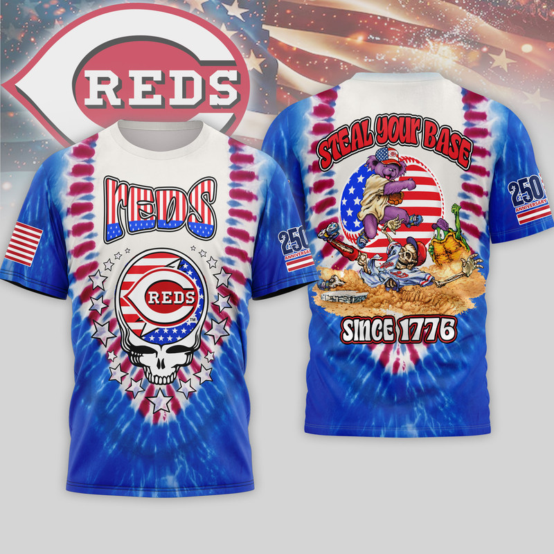 Cincinnati Reds | Premium MLB Grateful Dead 250 Years Of America 3D Shirt HY