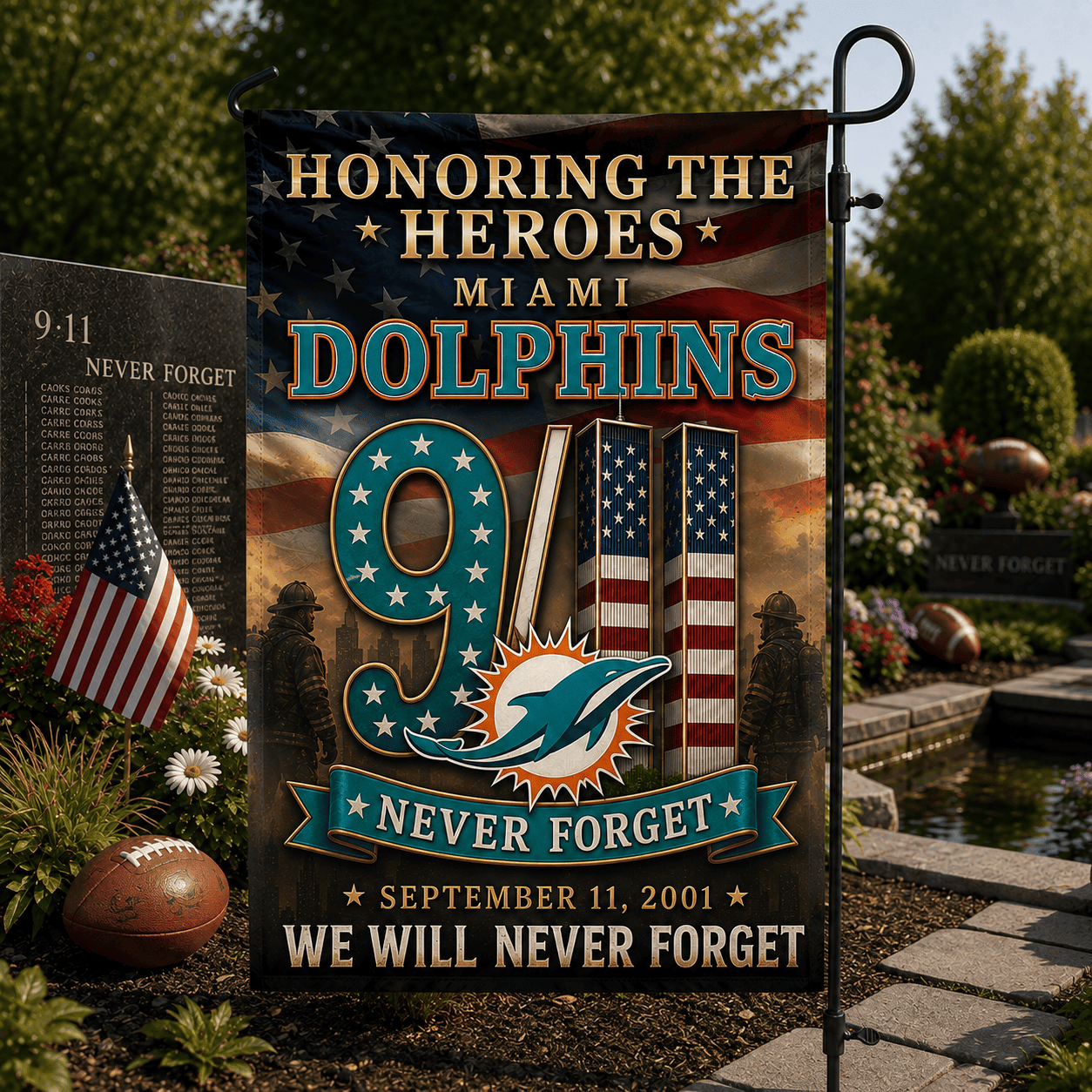 Miami Dolphins| Premium NFL Never Forget 9/11 Flag NY