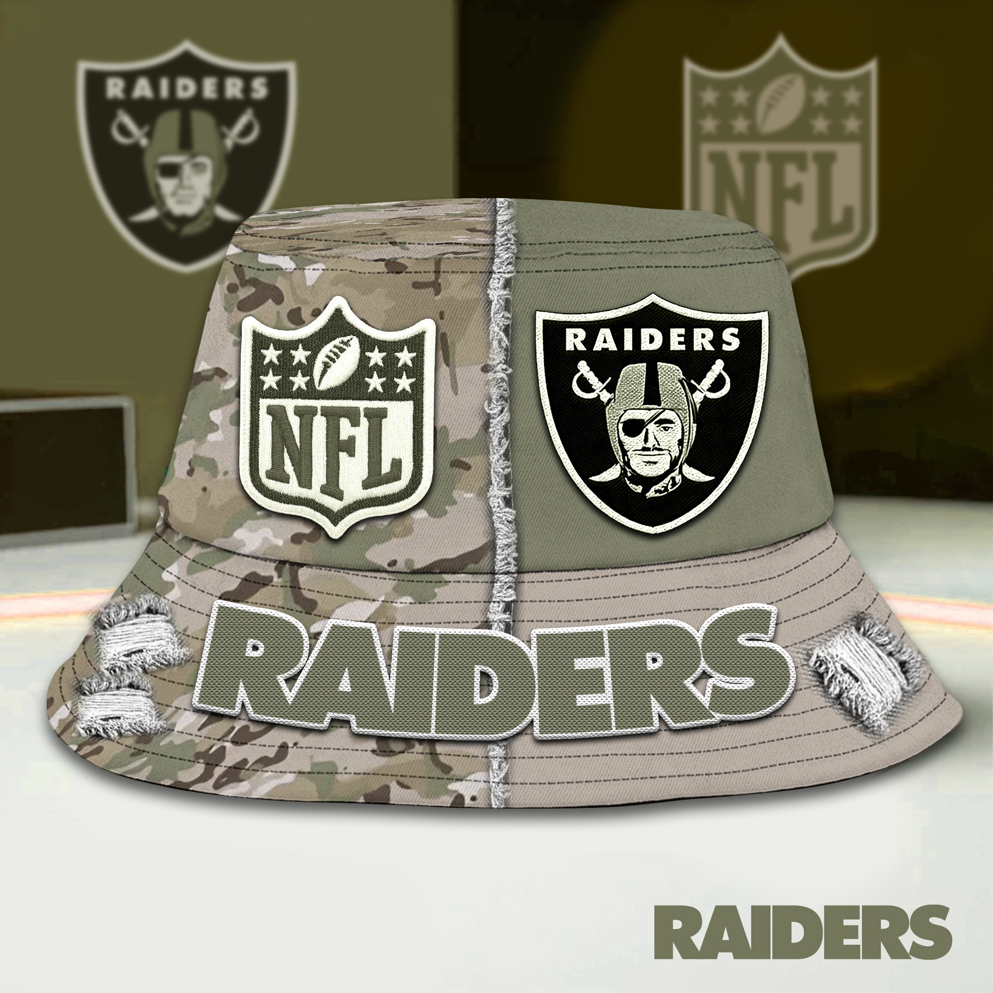 Las Vegas Raiders | Premium NFL Army Bucket Hat TD