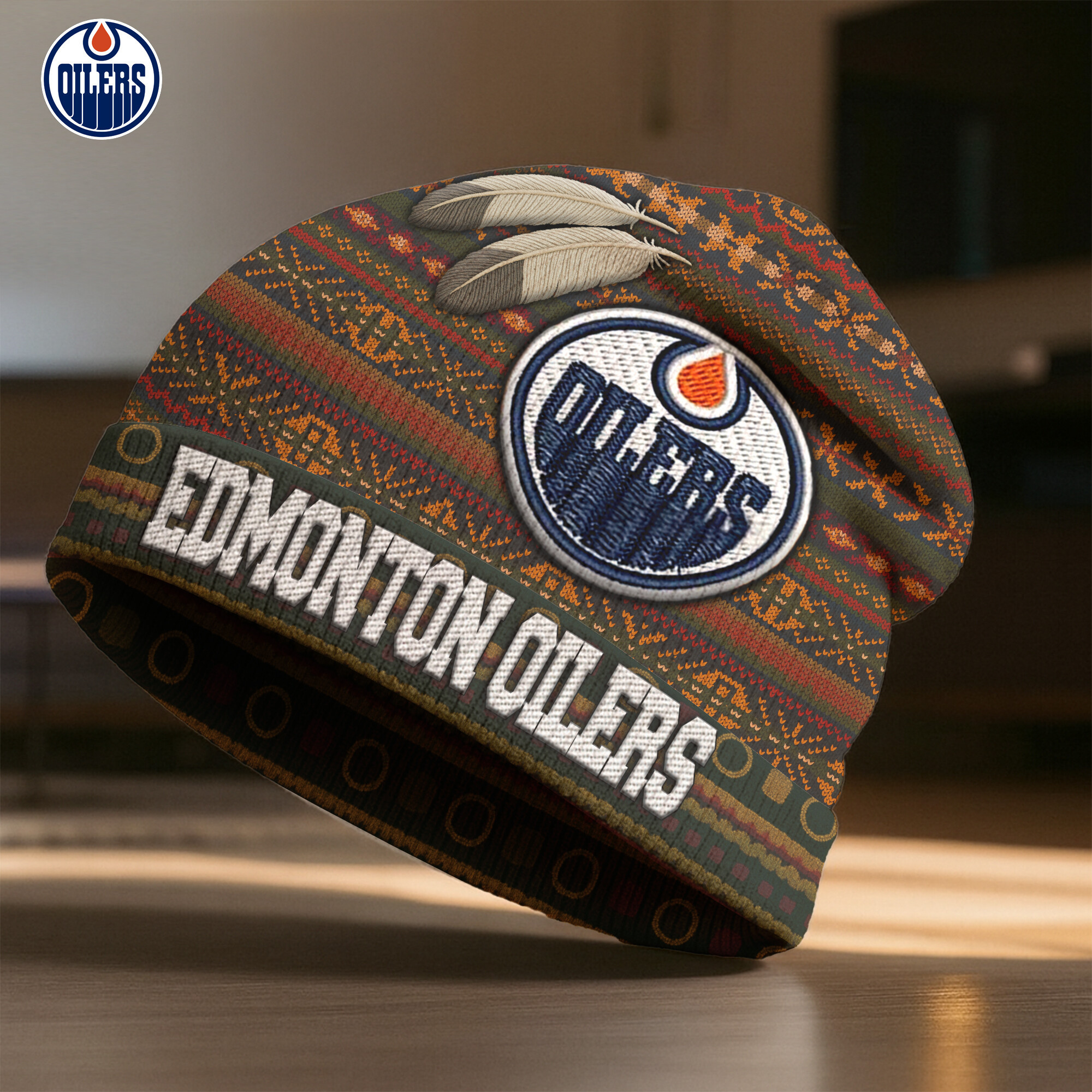 Edmonton Oilers | Premium NHL Feathered Beanie Hat HY