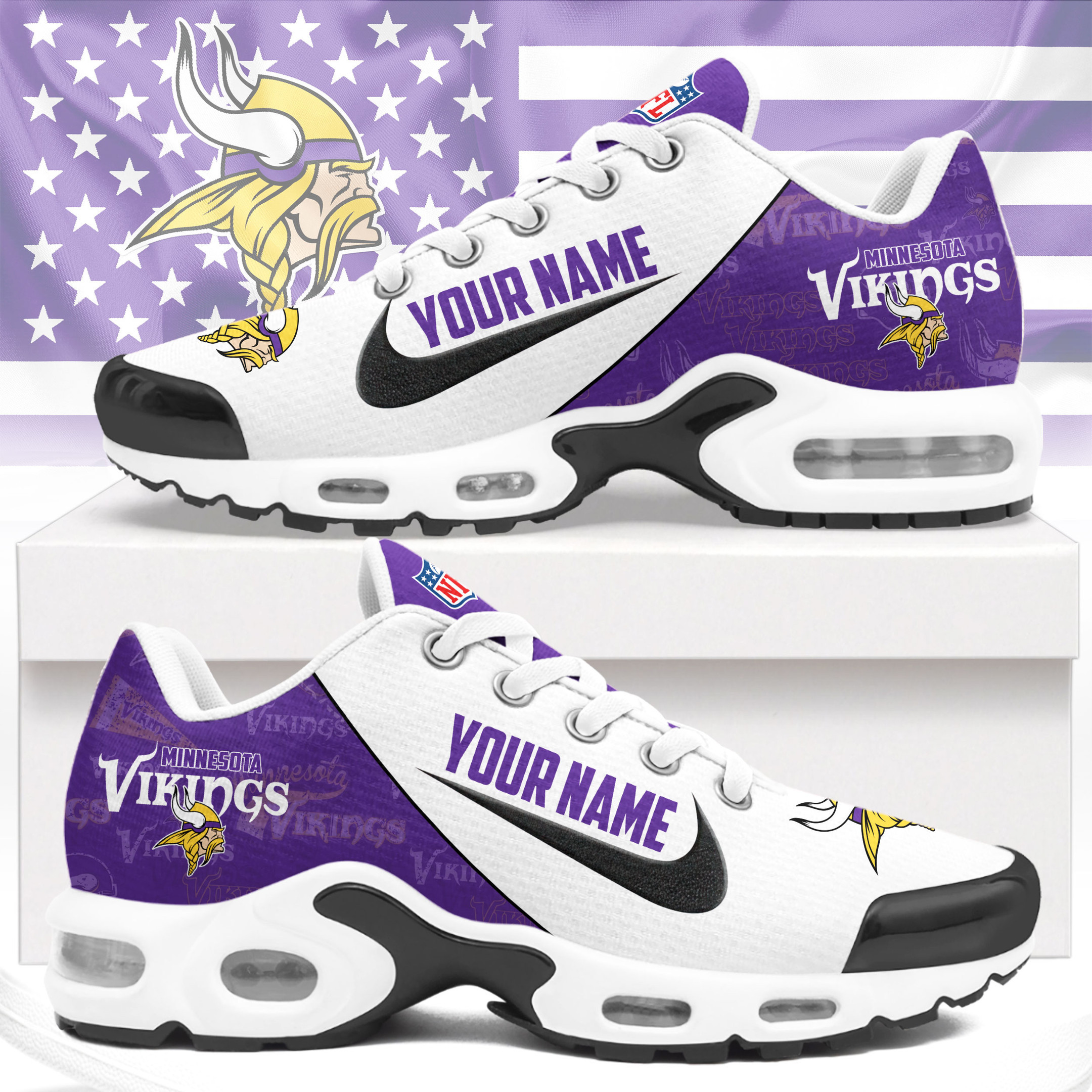 Minnesota Vikings | Premium NFL Custom Name Running Air Max Shoes NTH1