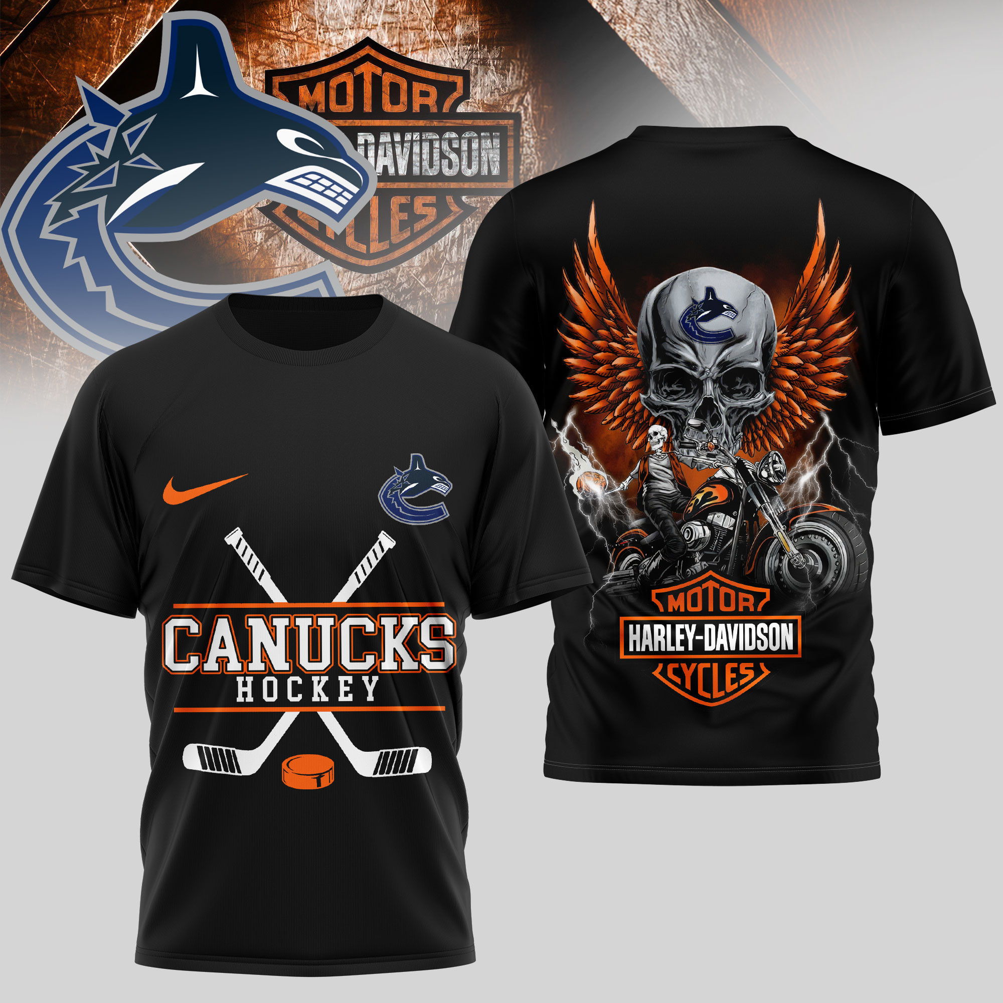 Vancouver Canucks | Premium NHL Harley Davidson 3D Shirt TD