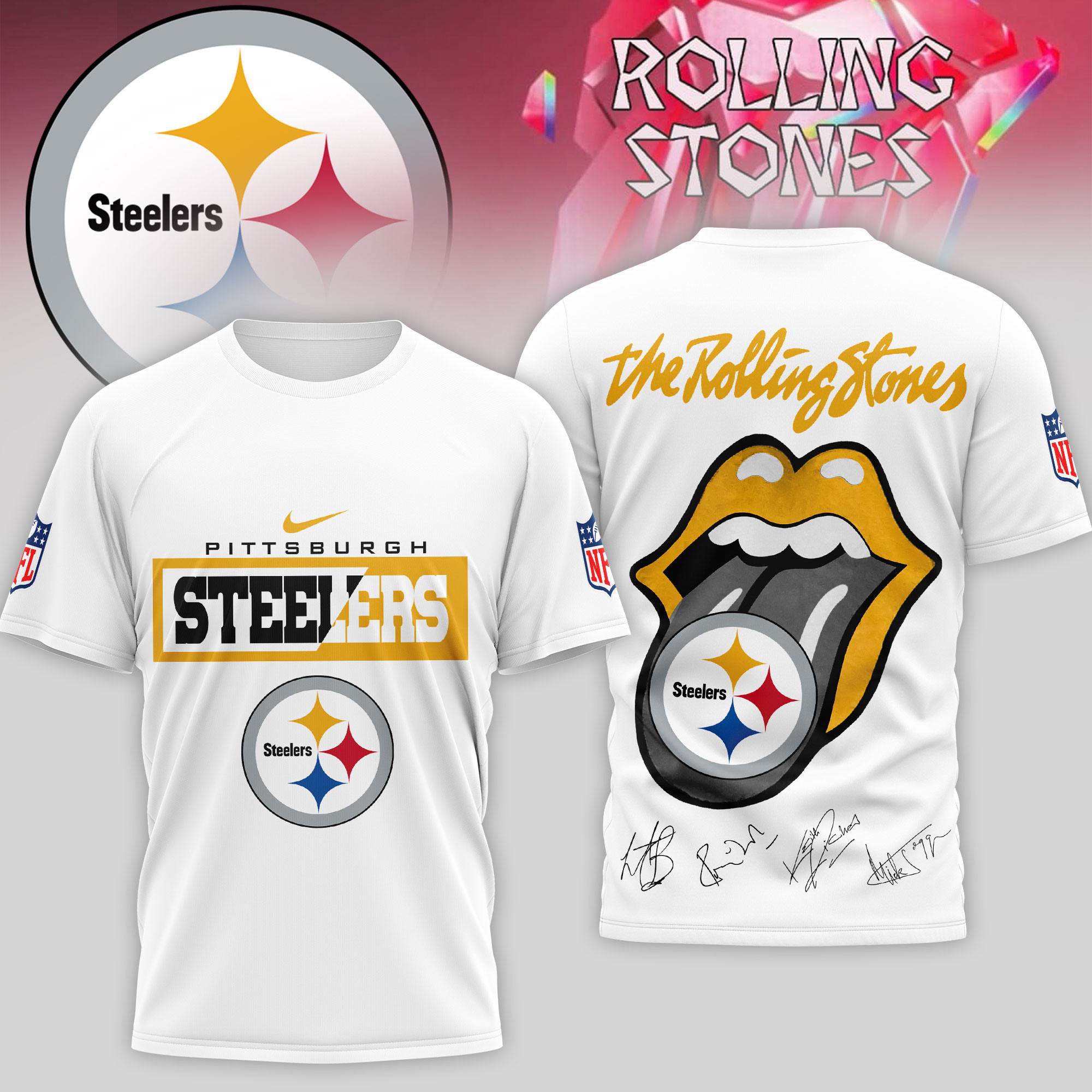 Pittsburgh Steelers | Premium NFL The Rolling Stones 3D Shirt TD