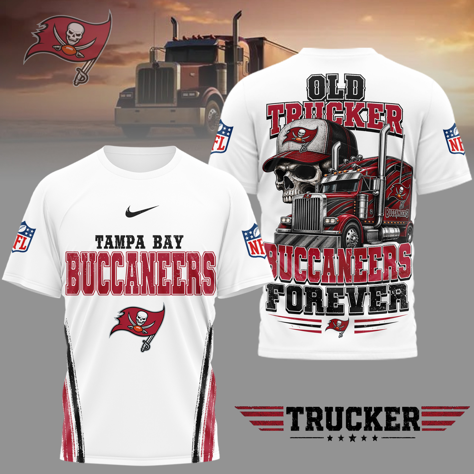 Tampa Bay Buccaneers | Premium NFL Old Trucker Fan 3D Shirt TD