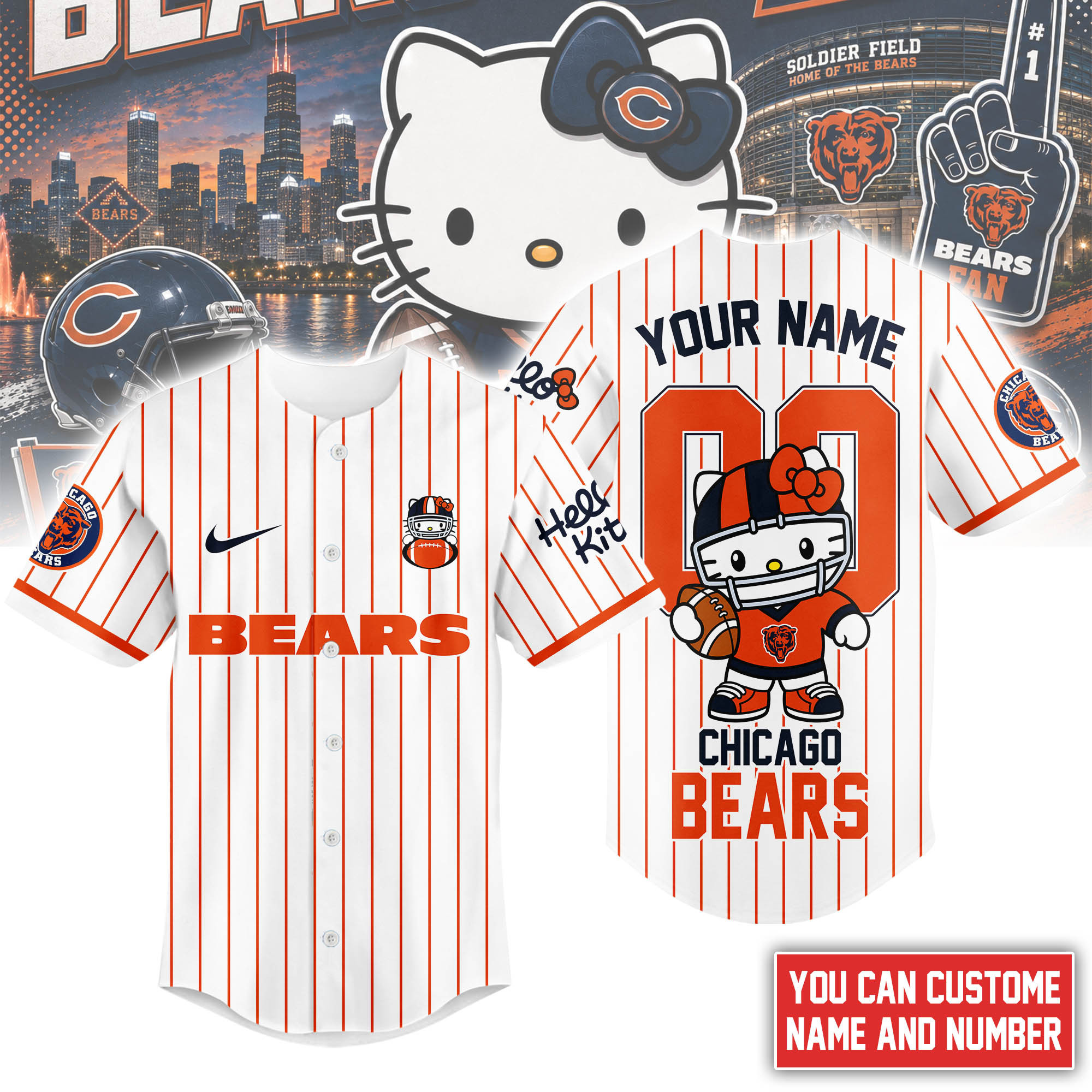 Chicago Bears | Premium NFL Kitty Game Day Custom Jersey Shirt NTH1