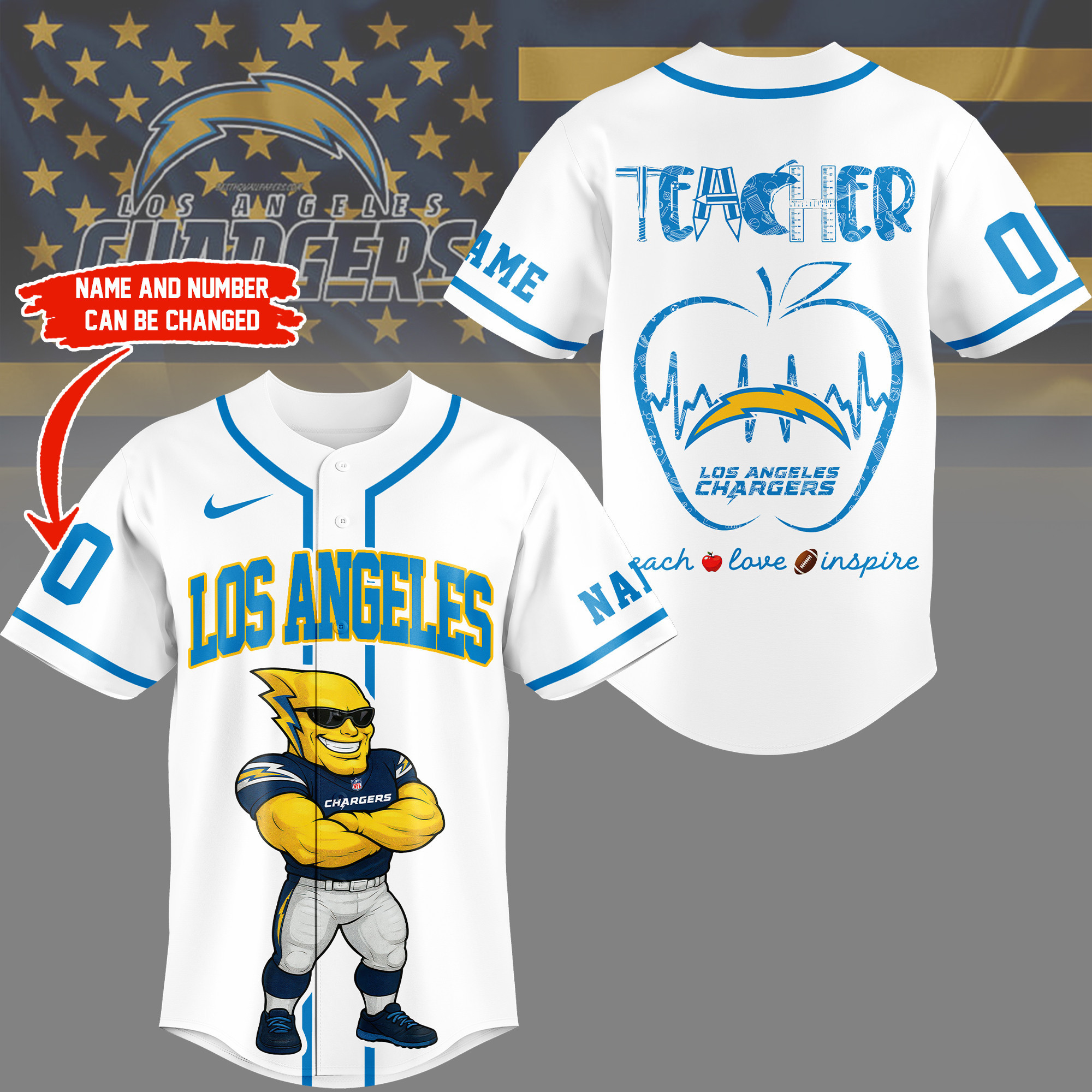 Los Angeles Chargers | Premium NFL Teacher Appreciation Month Jersey Shirt NY
