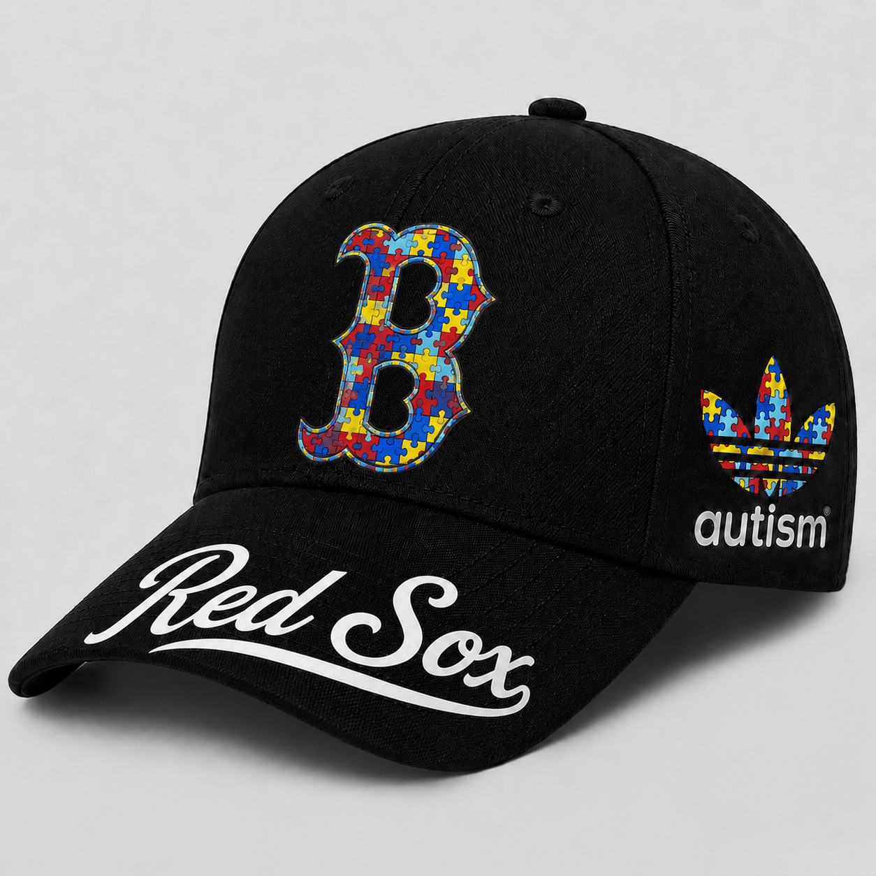 Boston Red Sox | Premium MLB Puzzle Heart Autism Baseball Cap