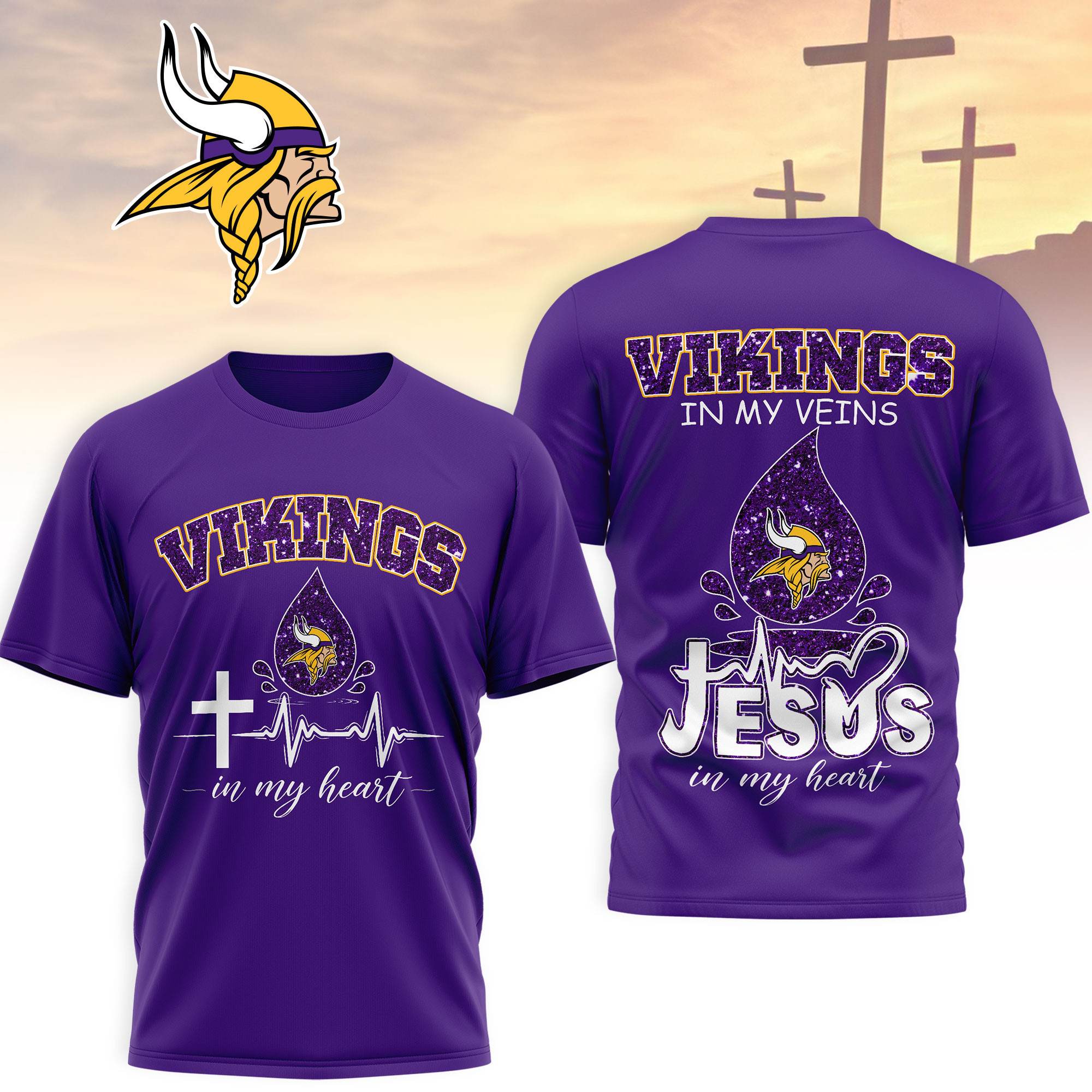 Minnesota Vikings | Premium NFL Jesus In My Heart 3D Shirt NTH1