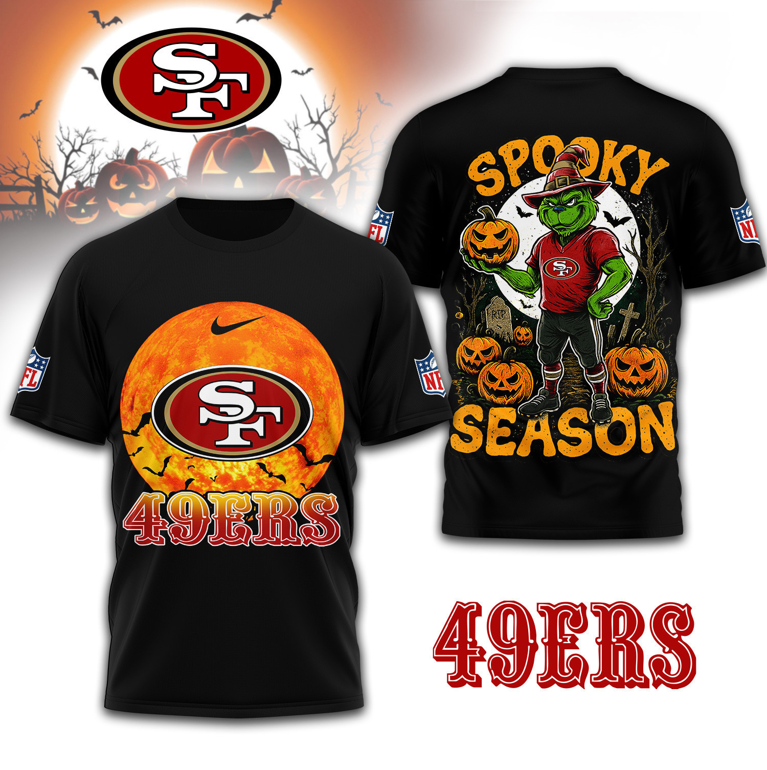 San Francisco 49ers | Premium NFL Spooky Season 3D Shirt TD