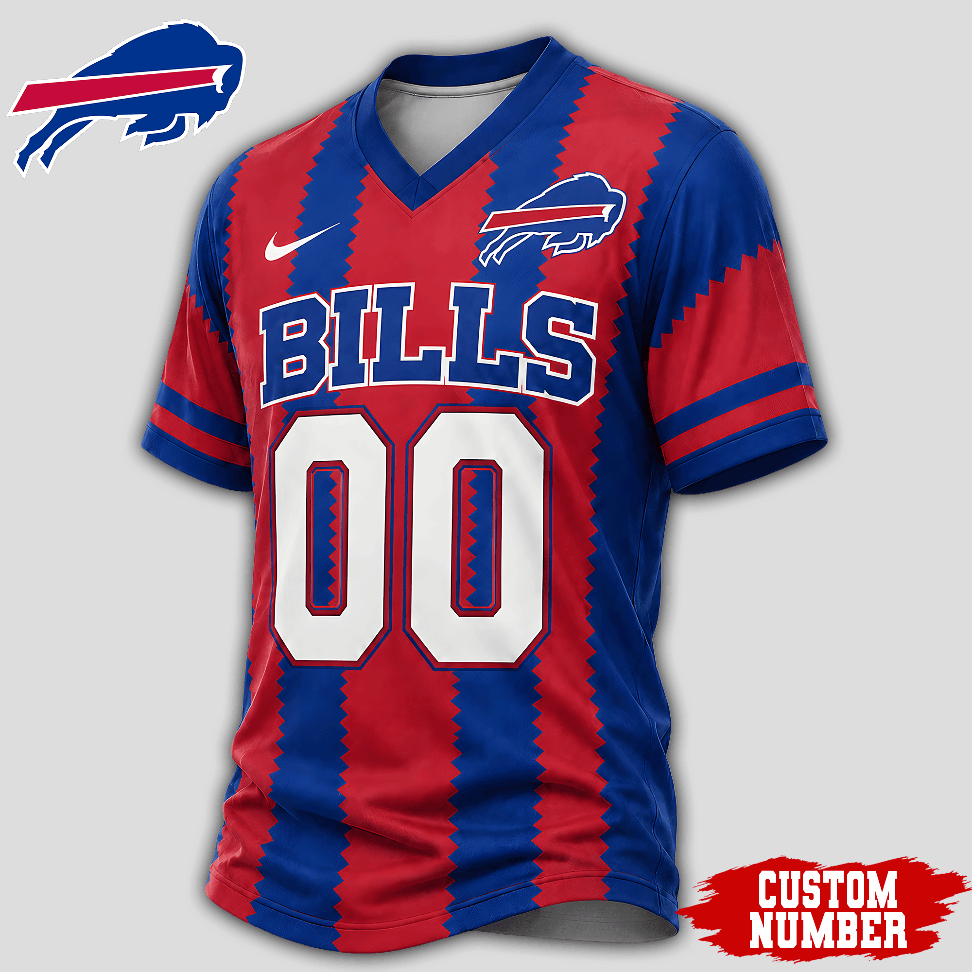 Buffalo Bills | Premium NFL Bold Stripe Custom V-Neck Jersey NTH1