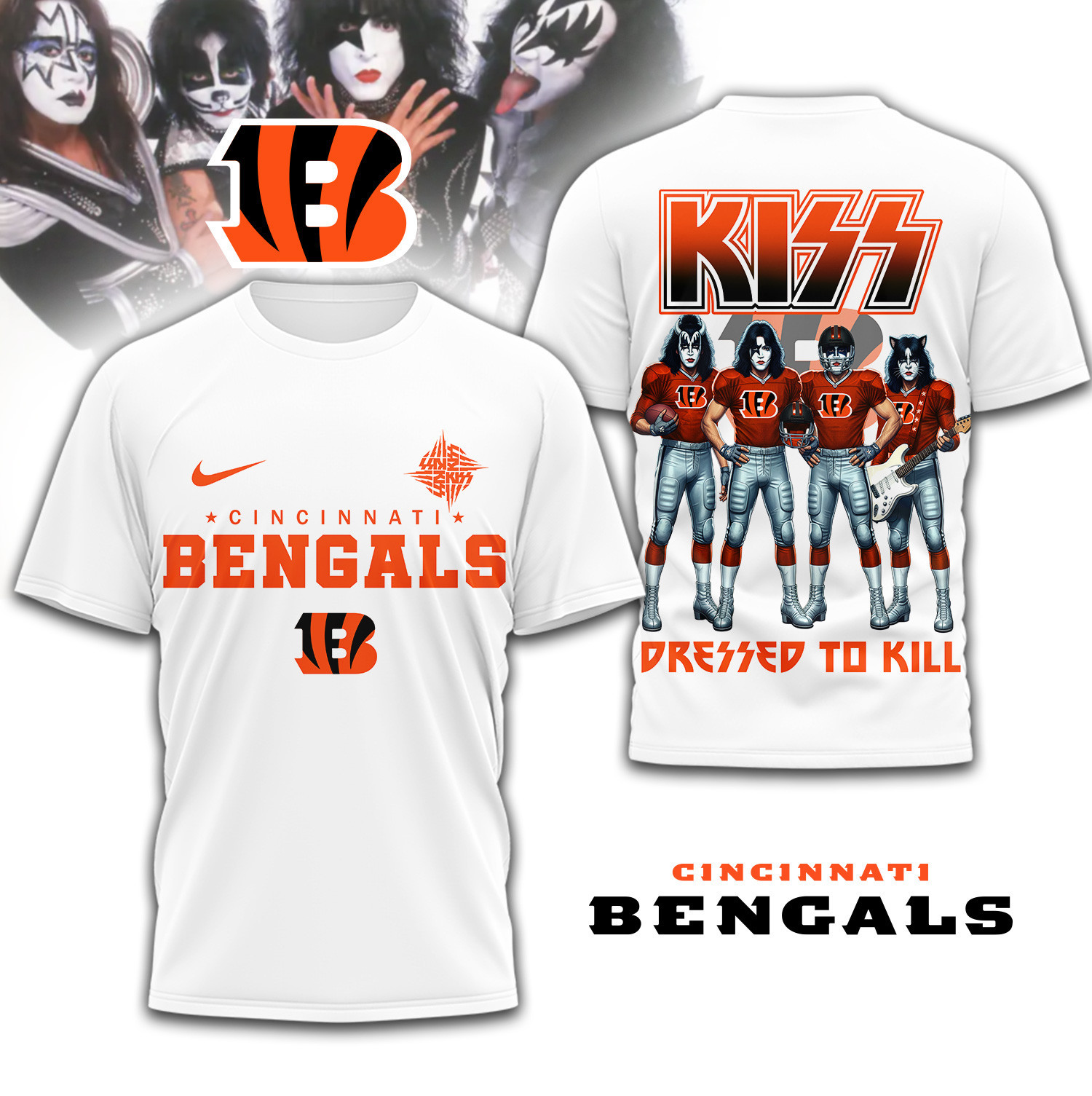 Cincinnati Bengals | Premium NFL Dressed to Kill Kiss Band 3D Shirt TD