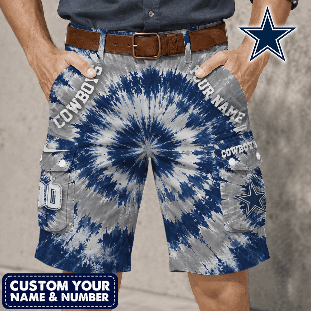 Dallas Cowboys | Premium NFL Tie-Dye Cargo Shorts Square Pocket NTH1