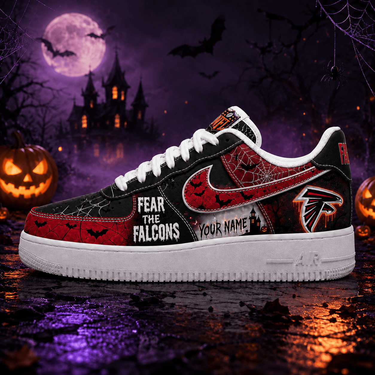 Atlanta Falcons | Premium NFL Fear The Team Halloween AF1 Sneakers