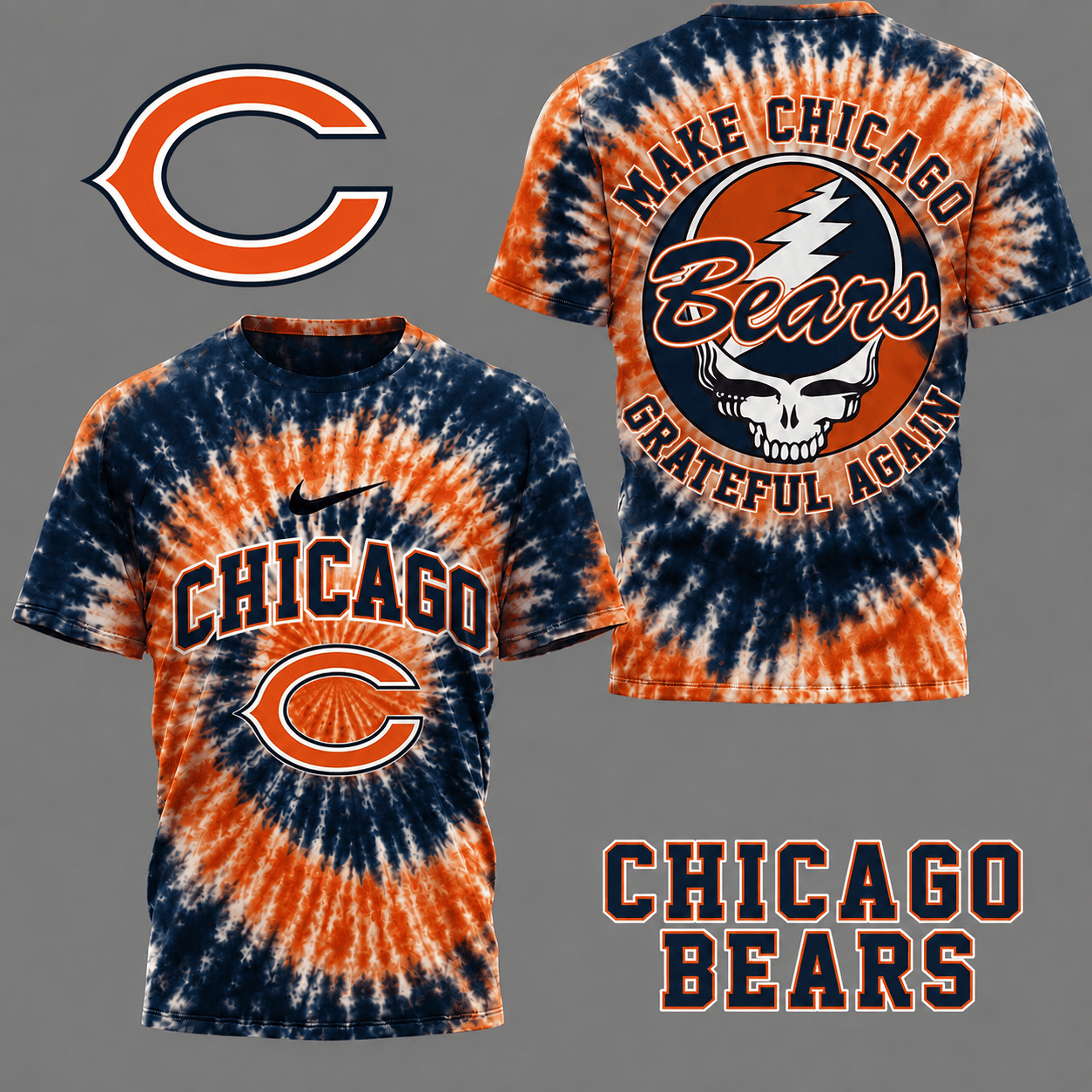 Chicago Bears | Premium NFL Grateful Again Tie Dye 3D Shirt NY