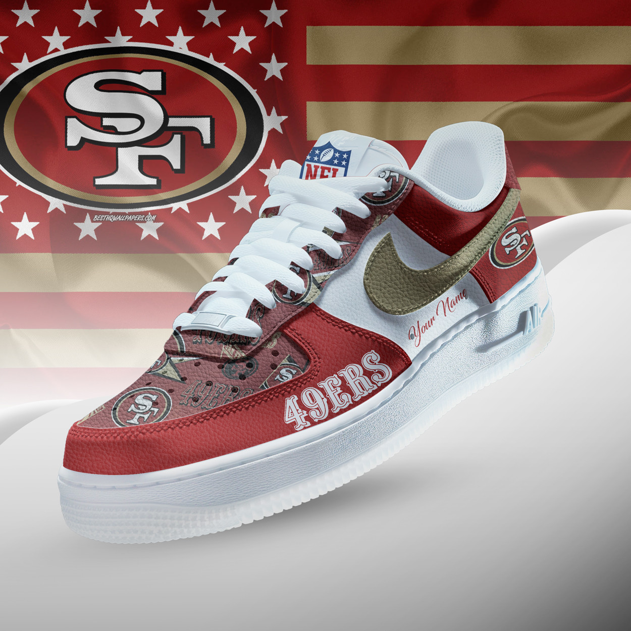 San Francisco 49ers | Premium NFL Personalized Team Icon AF1 Shoes NTH1