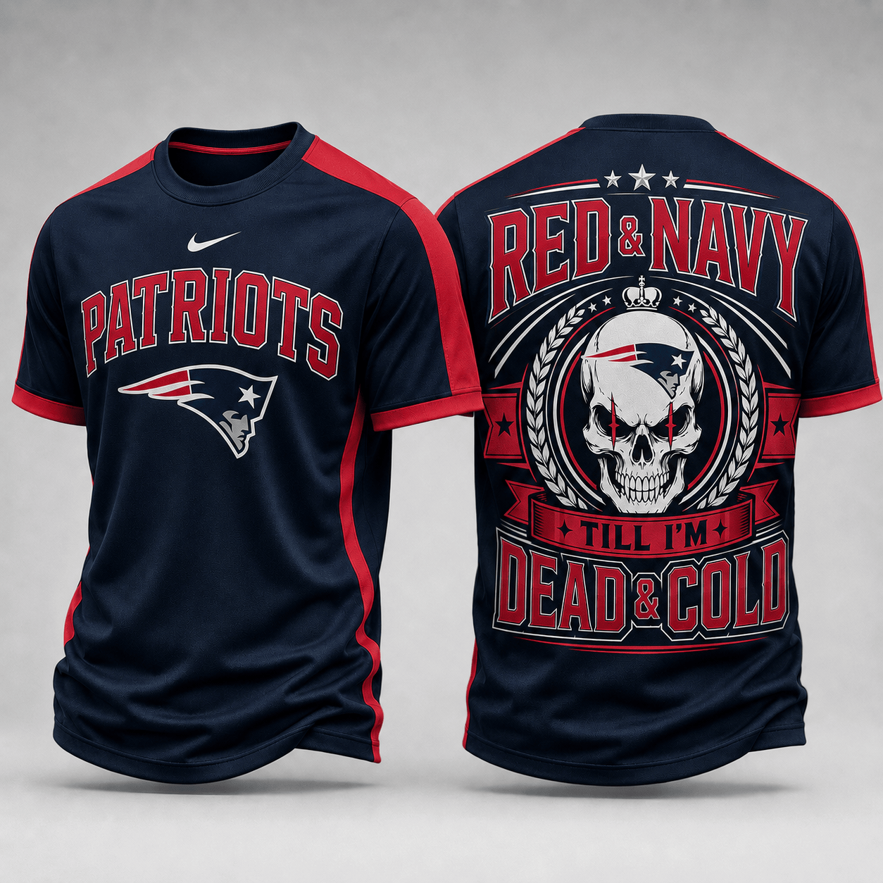 New England Patriots | Premium NFL Till I’m Dead Forever Skull Fan Pride 3D Shirt TD