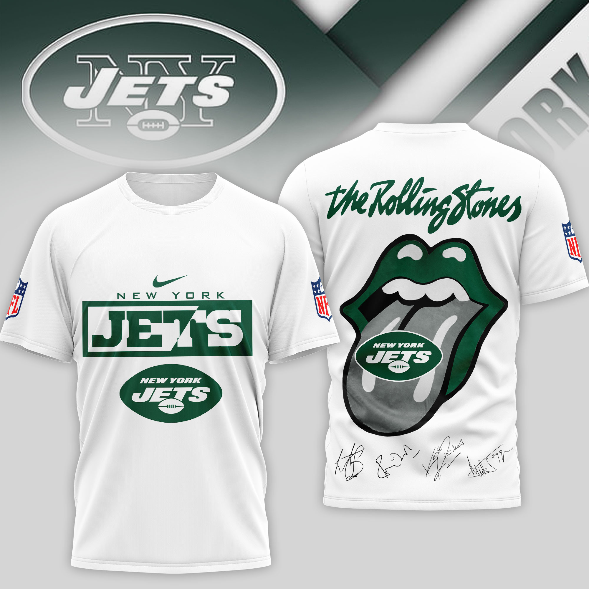 New York Jets | Premium NFL The Rolling Stones 3D Shirt TD
