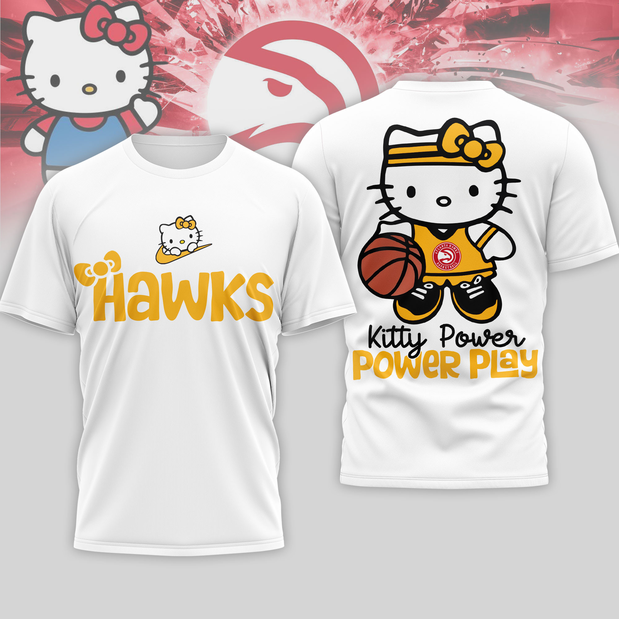 Atlanta Hawks | Premium NBA Hello Kitty Power Play 3D Shirt NP