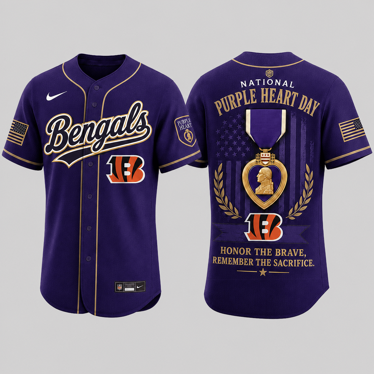 Cincinnati Bengals | Premium NFL Purple Heart Day Jersey Shirt TD