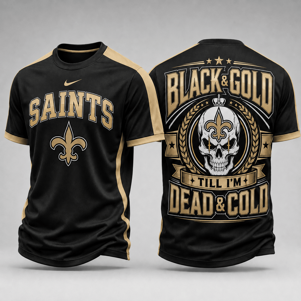 New Orleans Saints | Premium NFL Till I’m Dead Forever Skull Fan Pride 3D Shirt TD