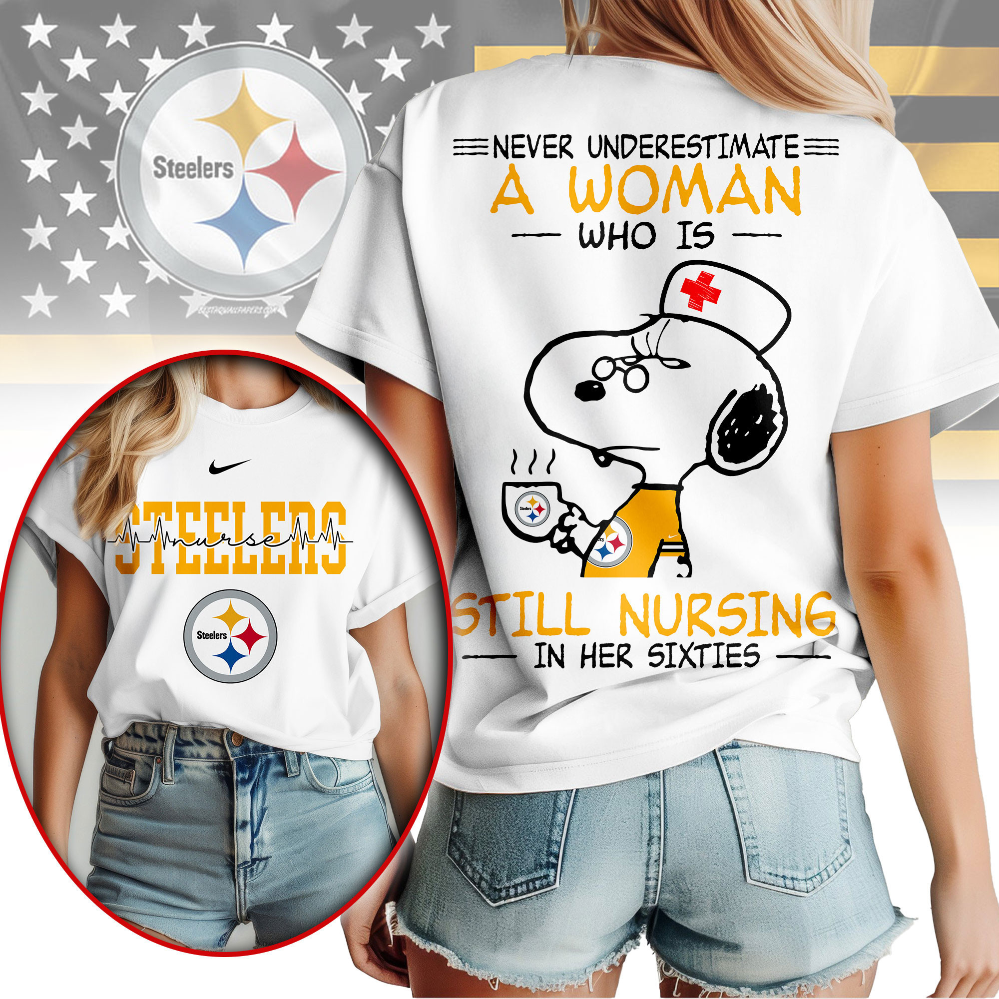 Pittsburgh Steelers | Premium NFL Never Underestimate A Nurse Women Shirt NY