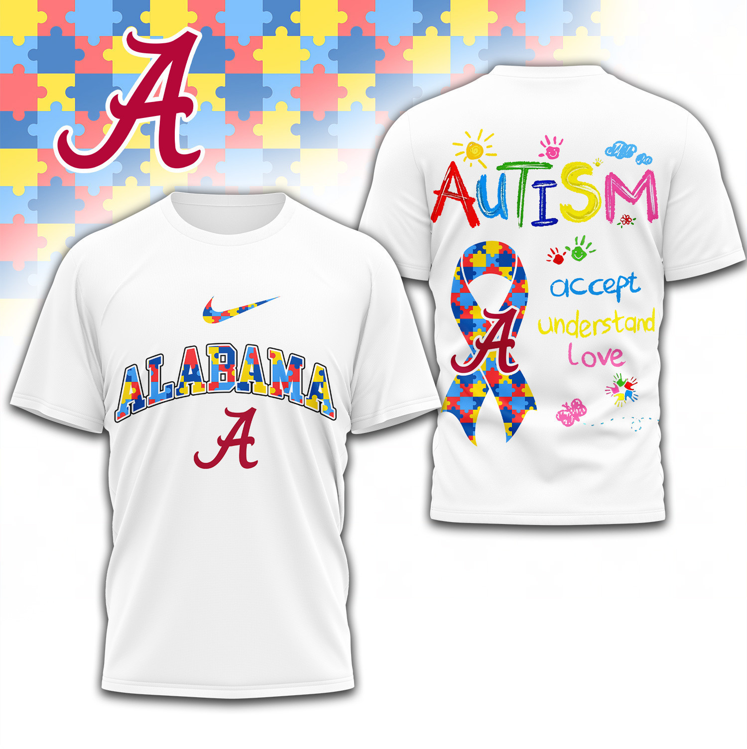 Alabama Crimson Tide | Premium NCAA Autism 3D Shirt TD