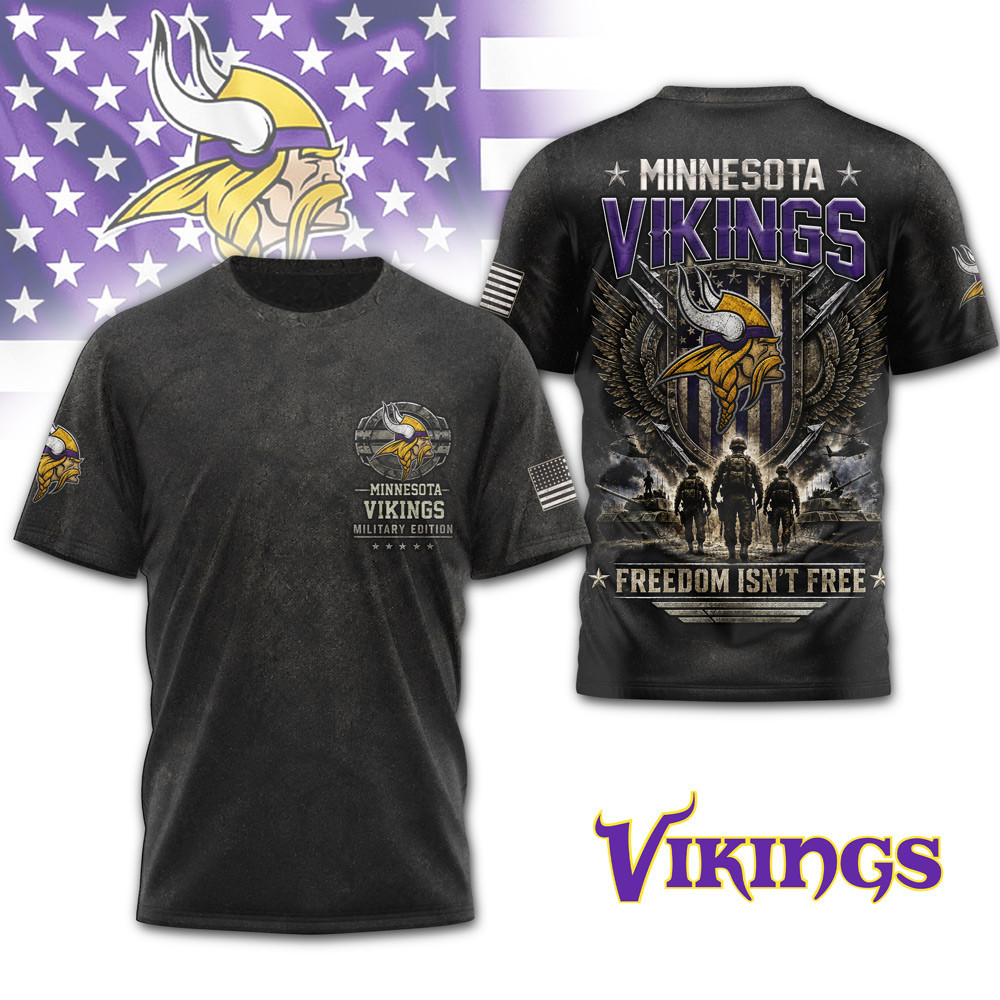 Minnesota Vikings | Premium NFL Freedom Team Military 3D Shirt NTH1