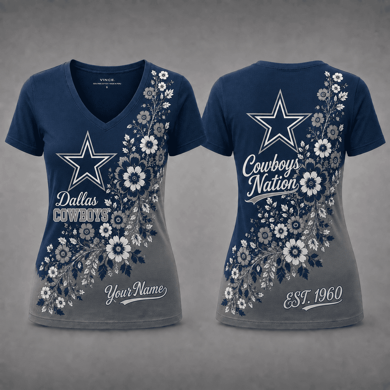 Dallas Cowboys| Premium NFL Personalized Floral Pride Women’s V-Neck Jersey NY