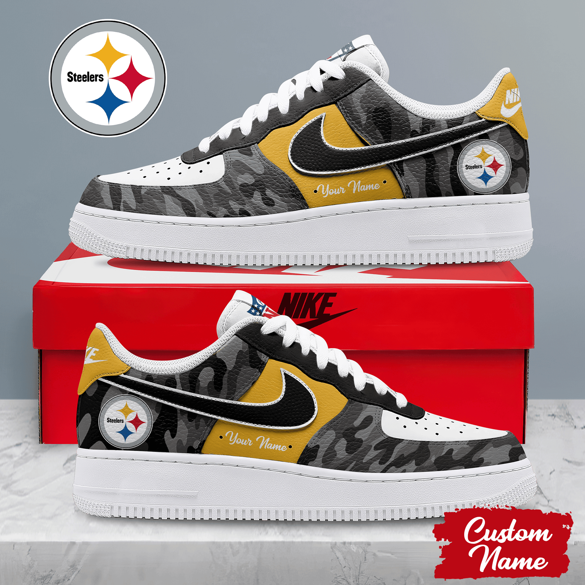Pittsburgh Steelers | Premium NFL End Zone Energy AF1 Shoes NTH1