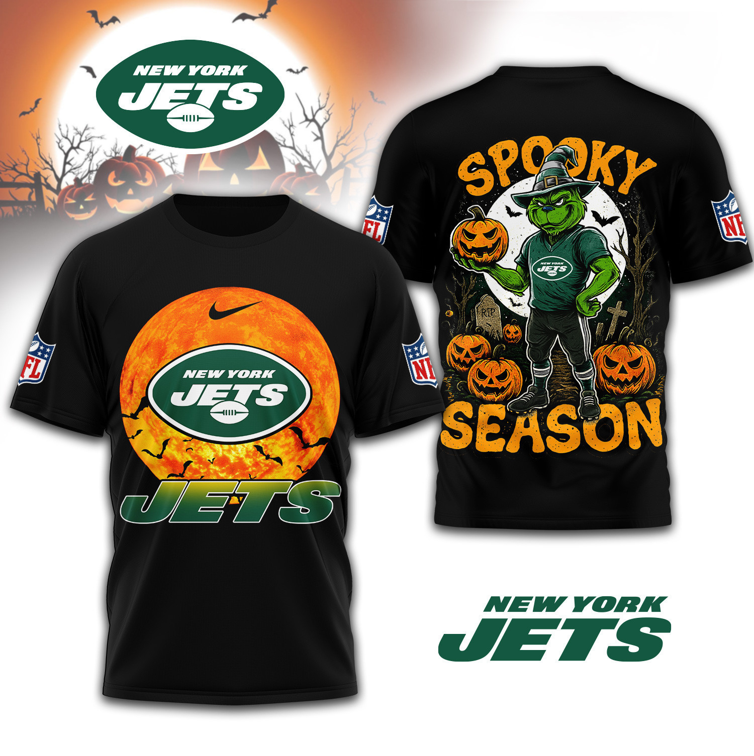 New York Jets | Premium NFL Spooky Season 3D Shirt TD